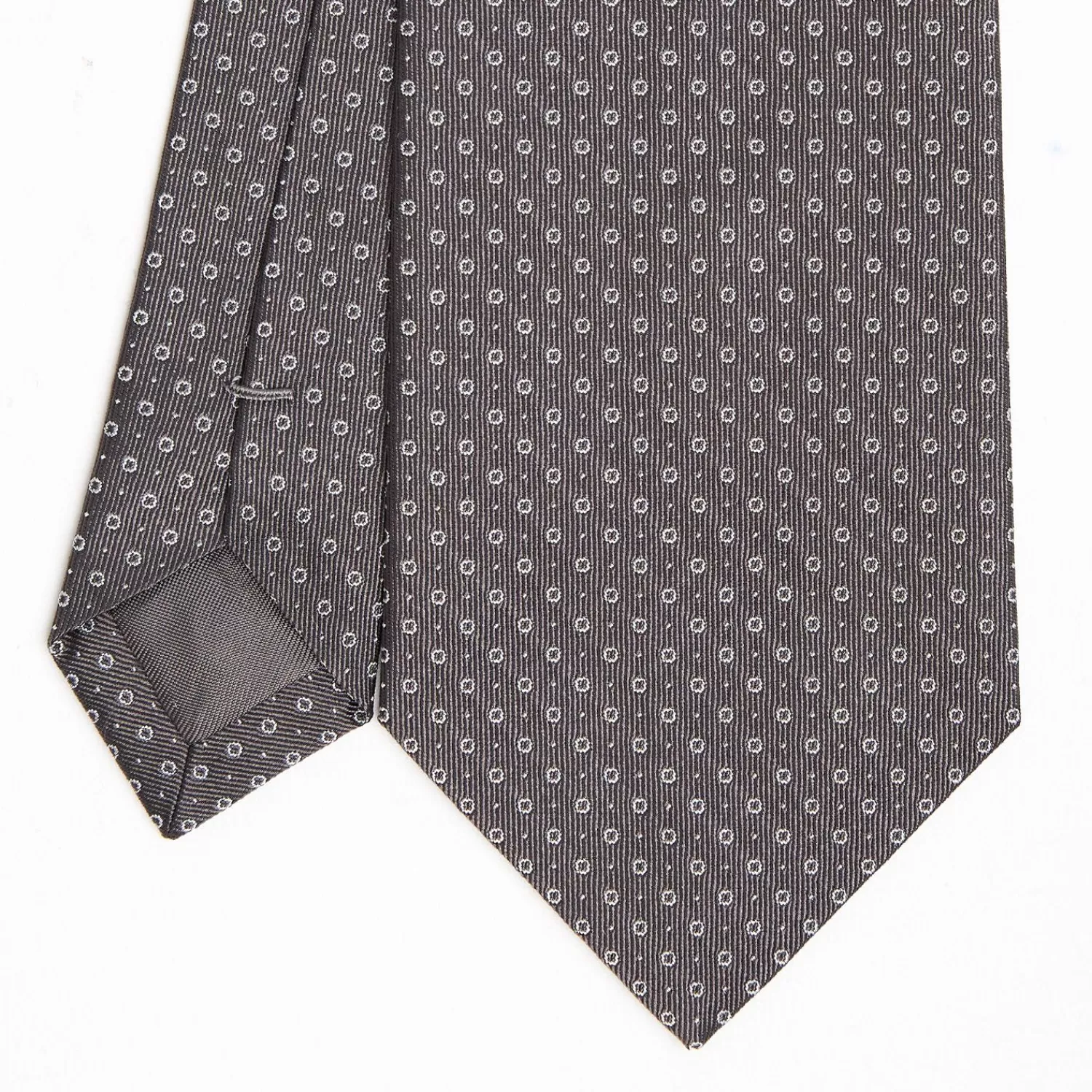 Dark Grey Ceremonial Jacquard Silk Tie Small Geometric Pattern>E.Marinella Discount