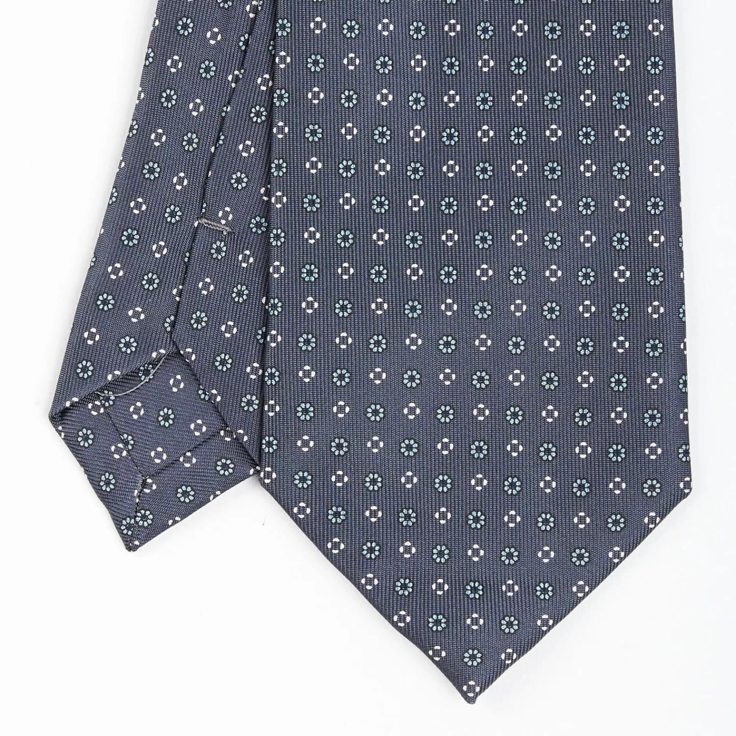 Dark Grey Extra Long Sartorial Silk Tie - Small Flower Pattern>E.Marinella Cheap