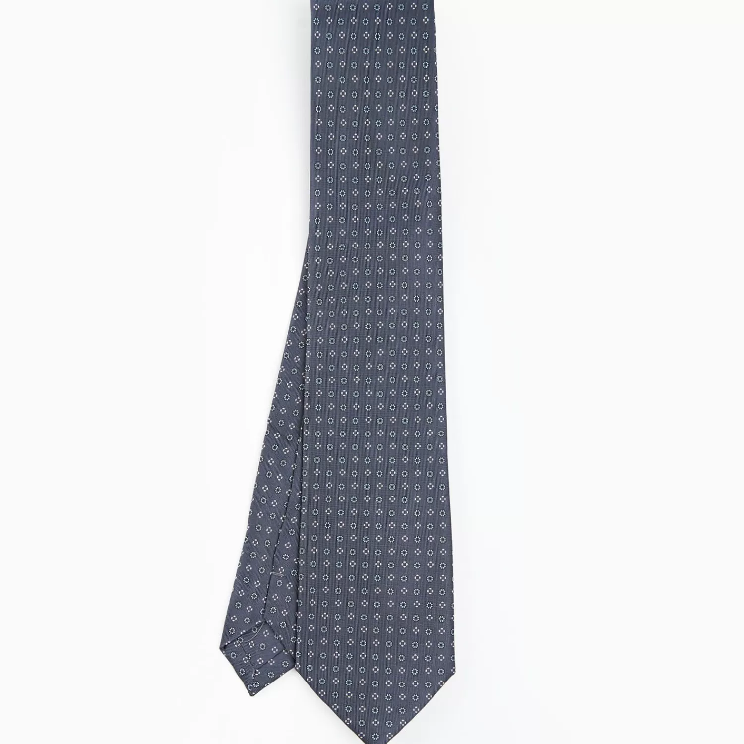Dark Grey Extra Long Sartorial Silk Tie - Small Flower Pattern>E.Marinella Cheap