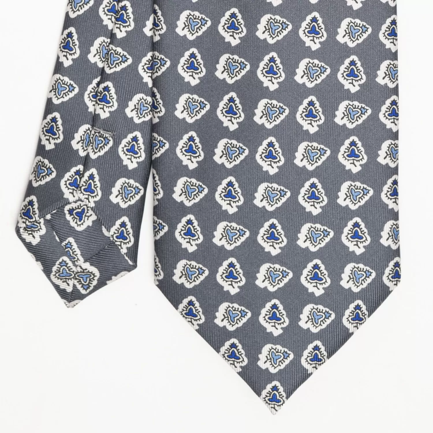 Dark Grey Heritage Silk Tie - Large Flower Pattern>E.Marinella Store