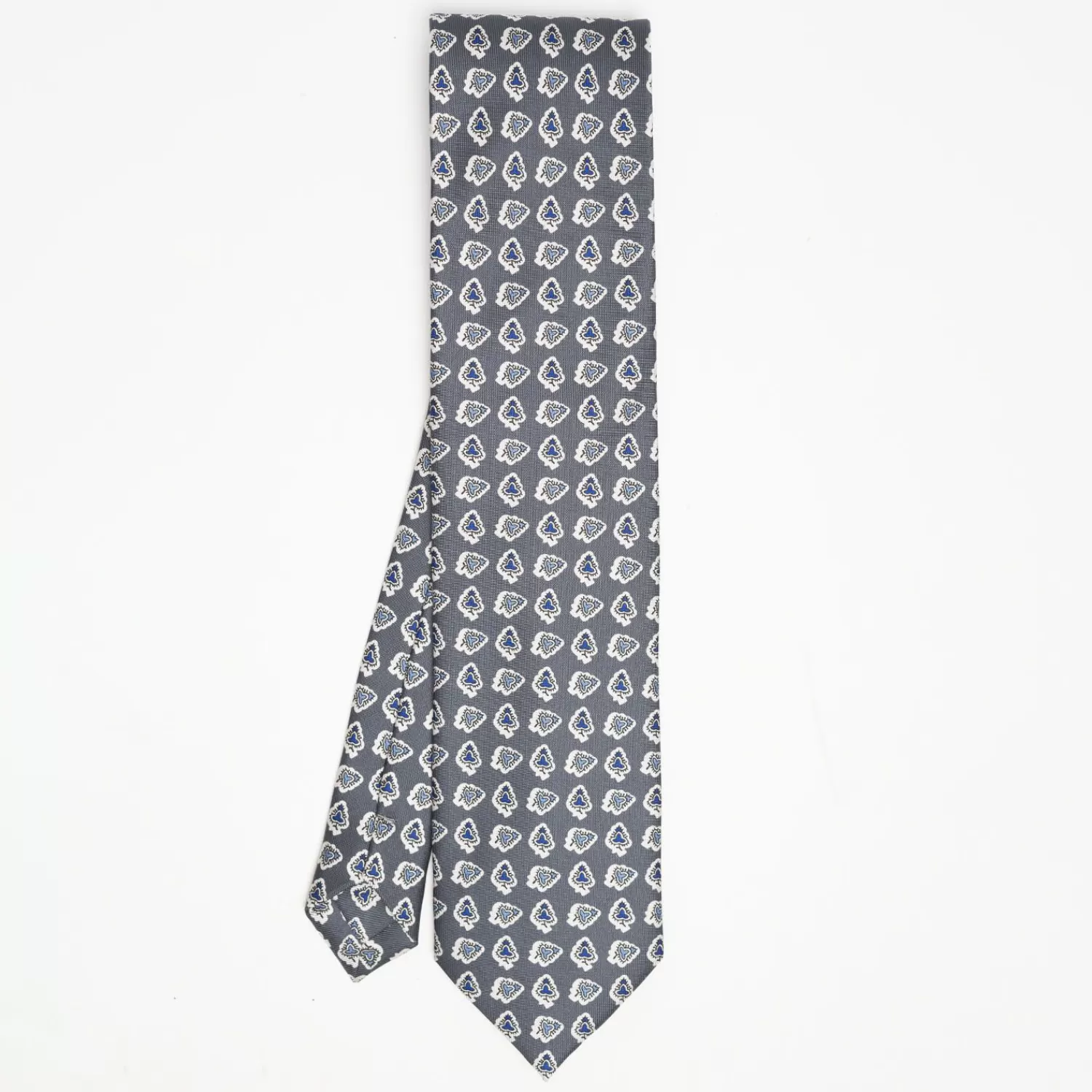 Dark Grey Heritage Silk Tie - Large Flower Pattern>E.Marinella Store
