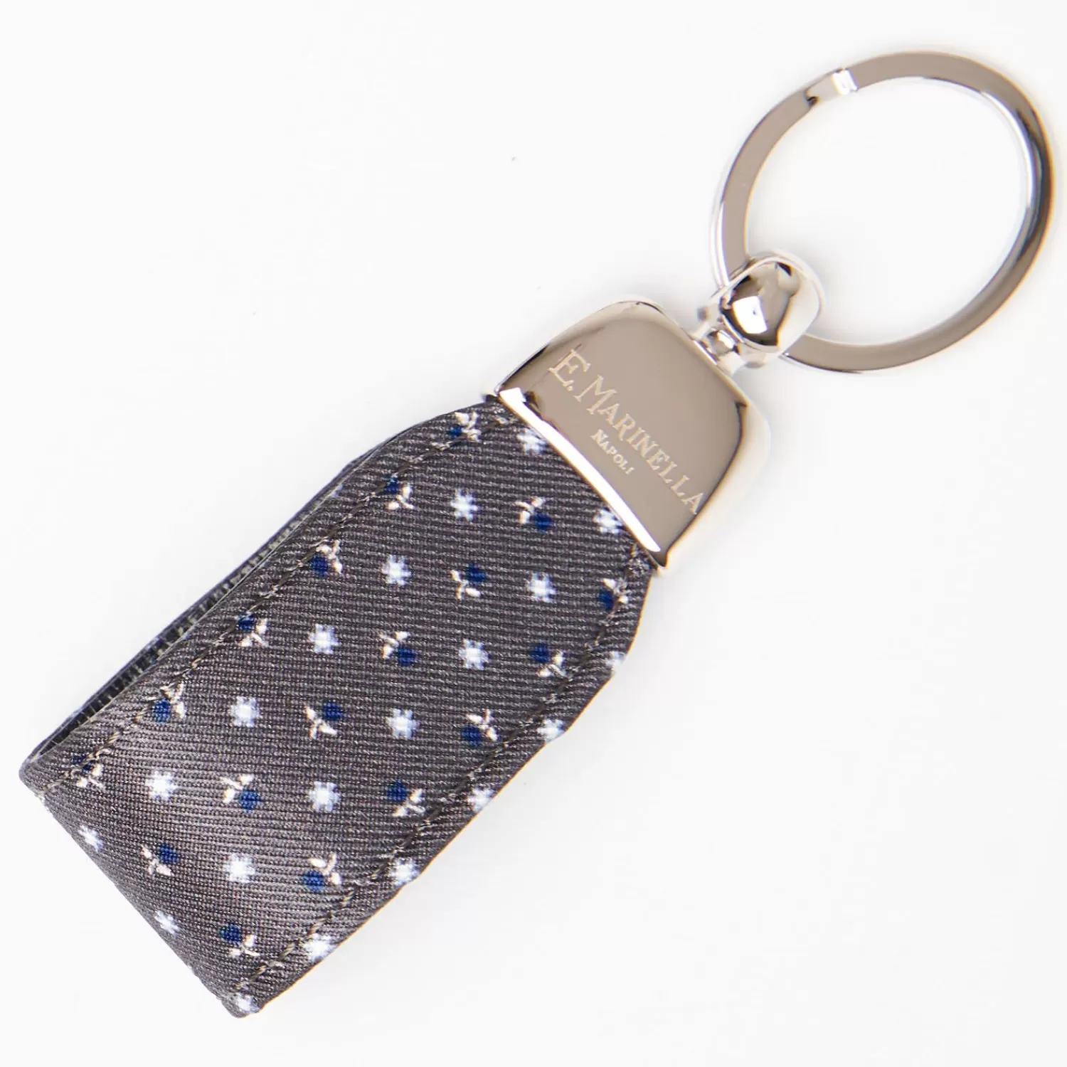 Dark Grey Keyfob In Silk And Leather>E.Marinella Outlet