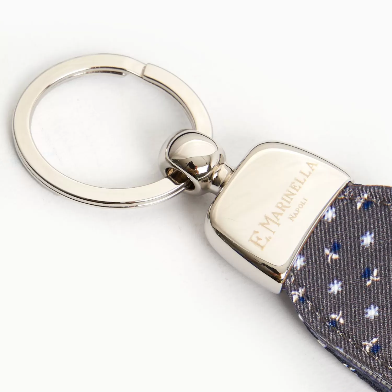 Dark Grey Keyfob In Silk And Leather>E.Marinella Outlet