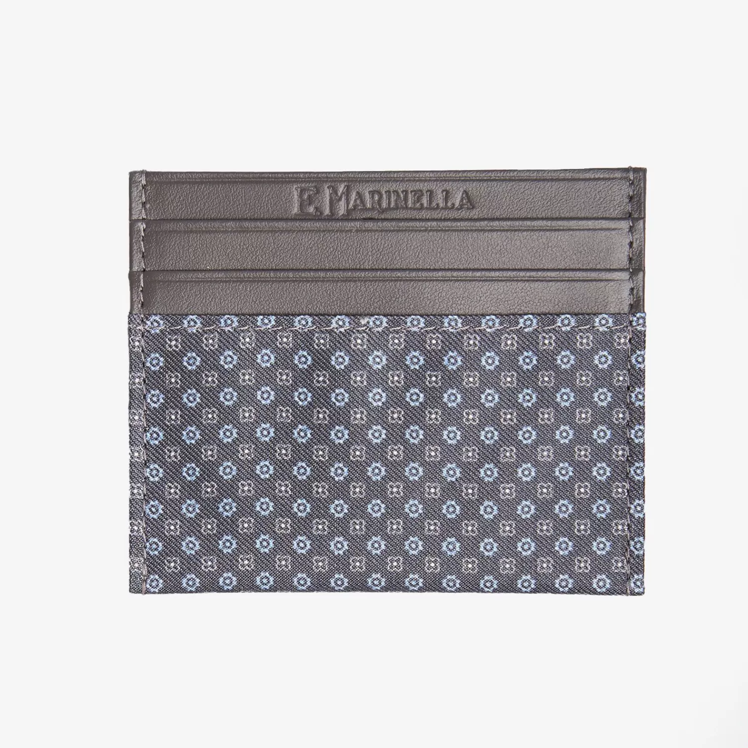 Dark Grey Leather And Silk Credit Card Holder>E.Marinella Clearance