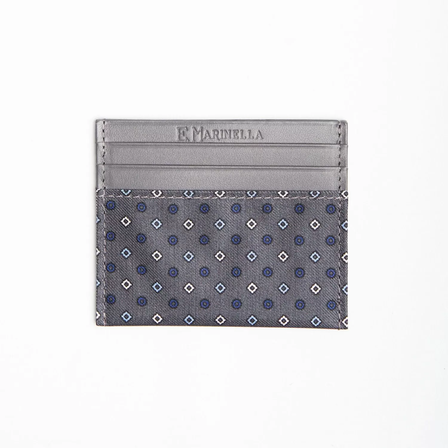 Dark Grey Leather And Silk Credit Card Holder 5 Compartments>E.Marinella Cheap