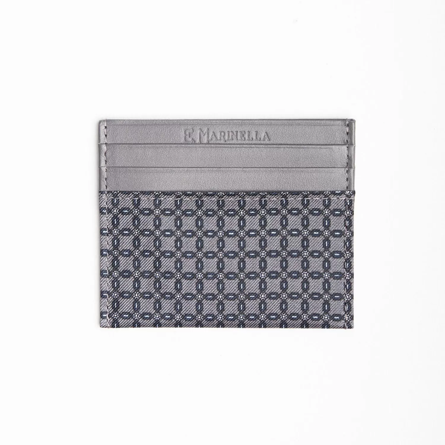 Dark Grey Leather And Silk Credit Card Holder - 5 Compartments>E.Marinella Cheap