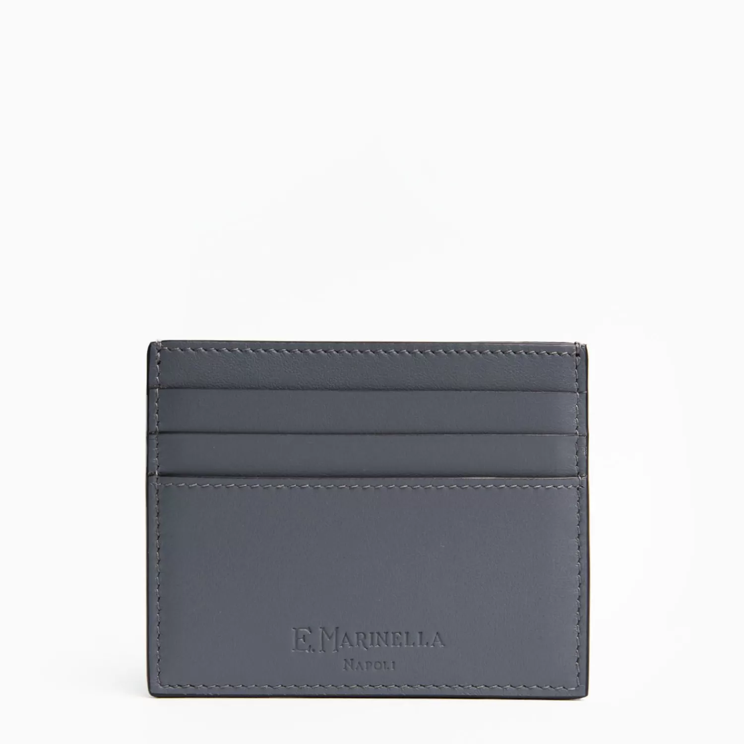 Dark Grey Leather Credit Card Holder>E.Marinella Best