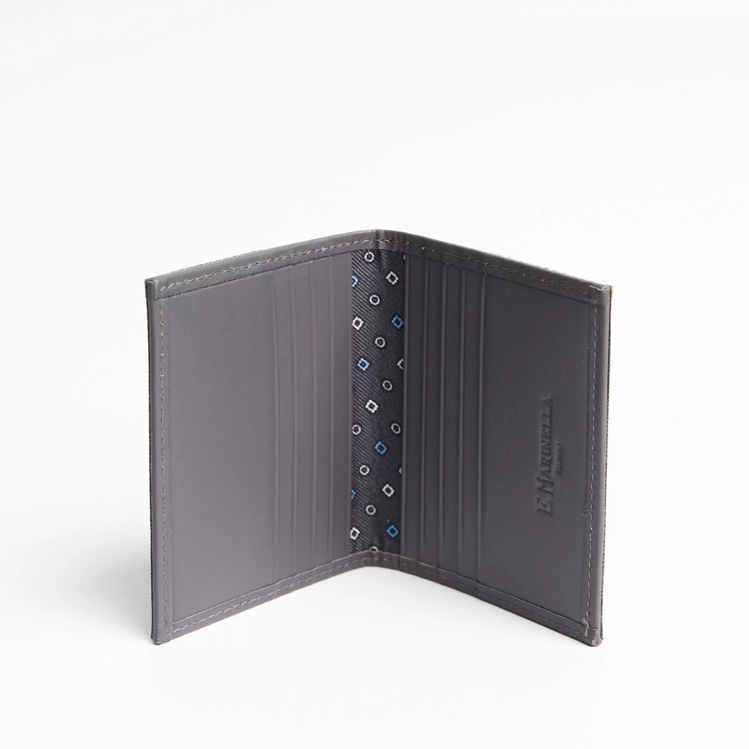 Dark Grey Leather Folding Card Holder - 10 Compartments>E.Marinella Store