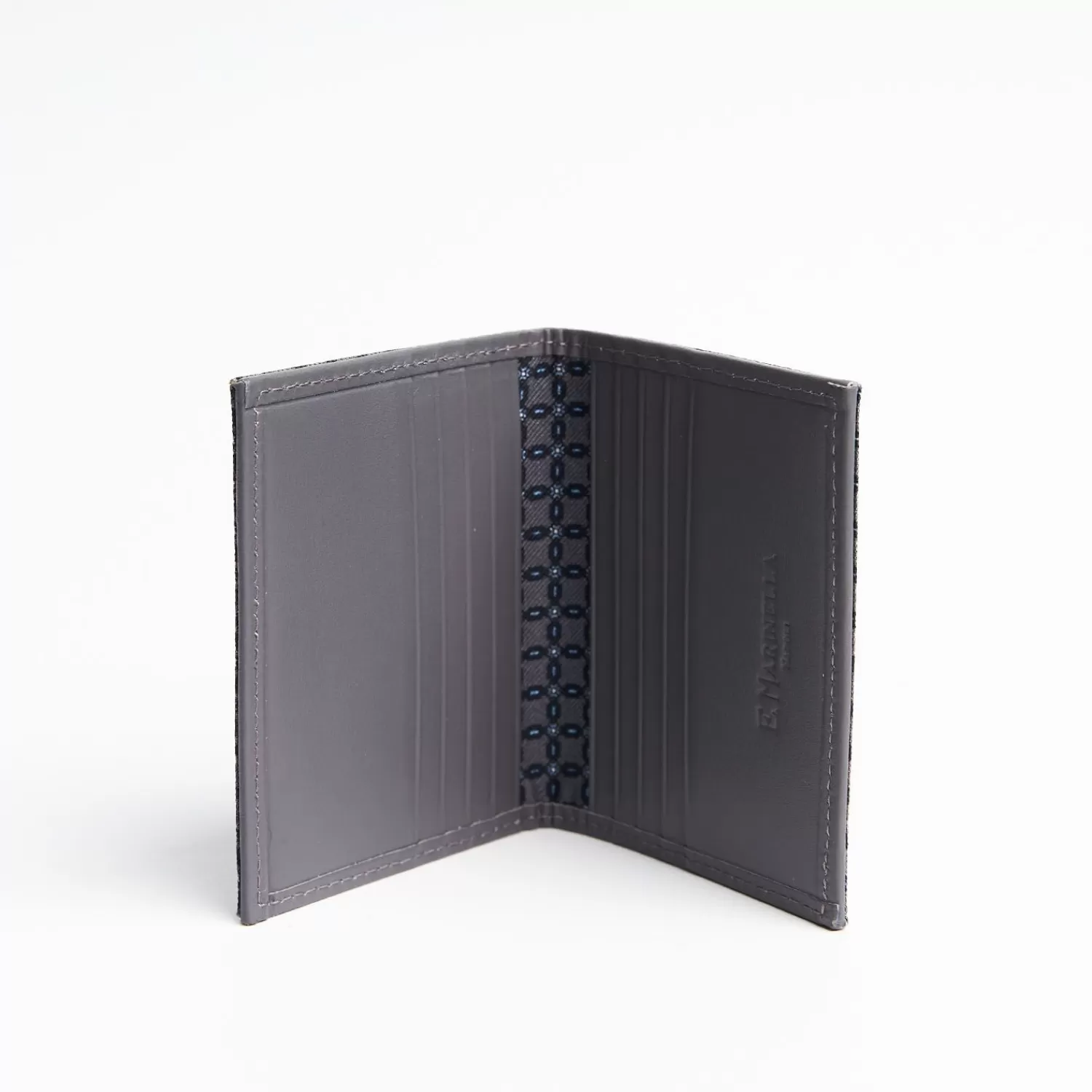 Dark Grey Leather Folding Card Holder - 10 Compartments>E.Marinella Sale