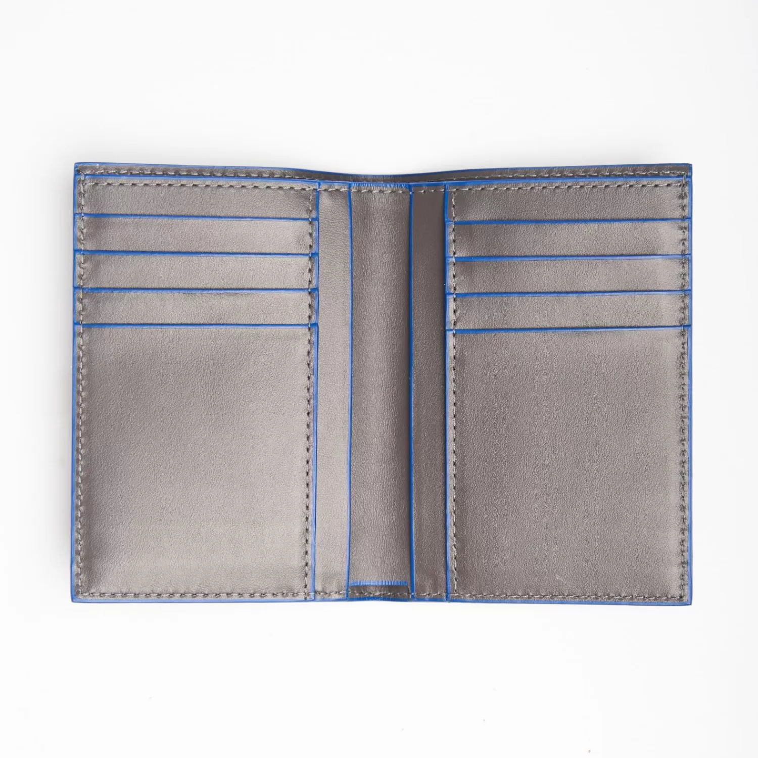 Dark Grey Leather Vertical Wallet>E.Marinella Outlet