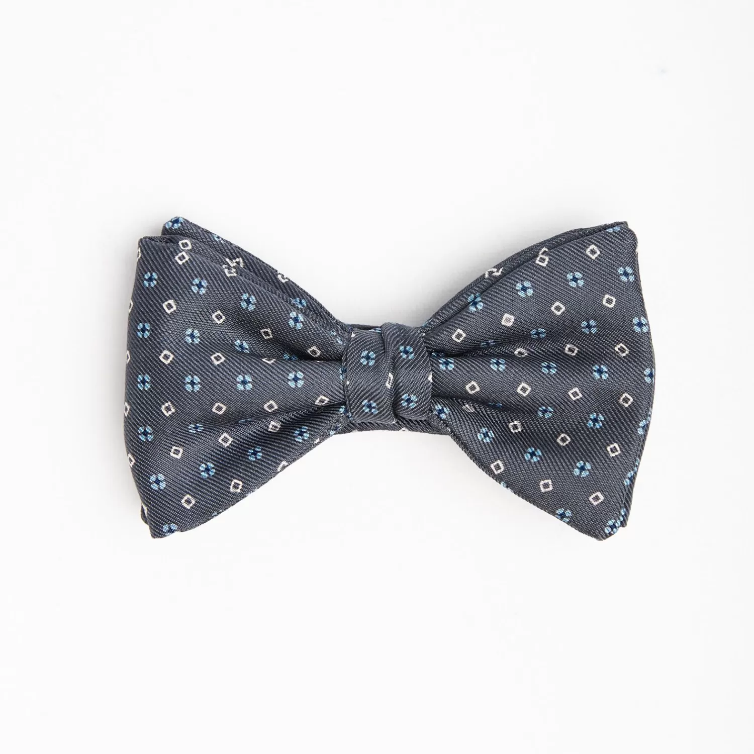 Dark Grey Pre-Knotted Silk Bowtie - Small Flower Pattern>E.Marinella Clearance