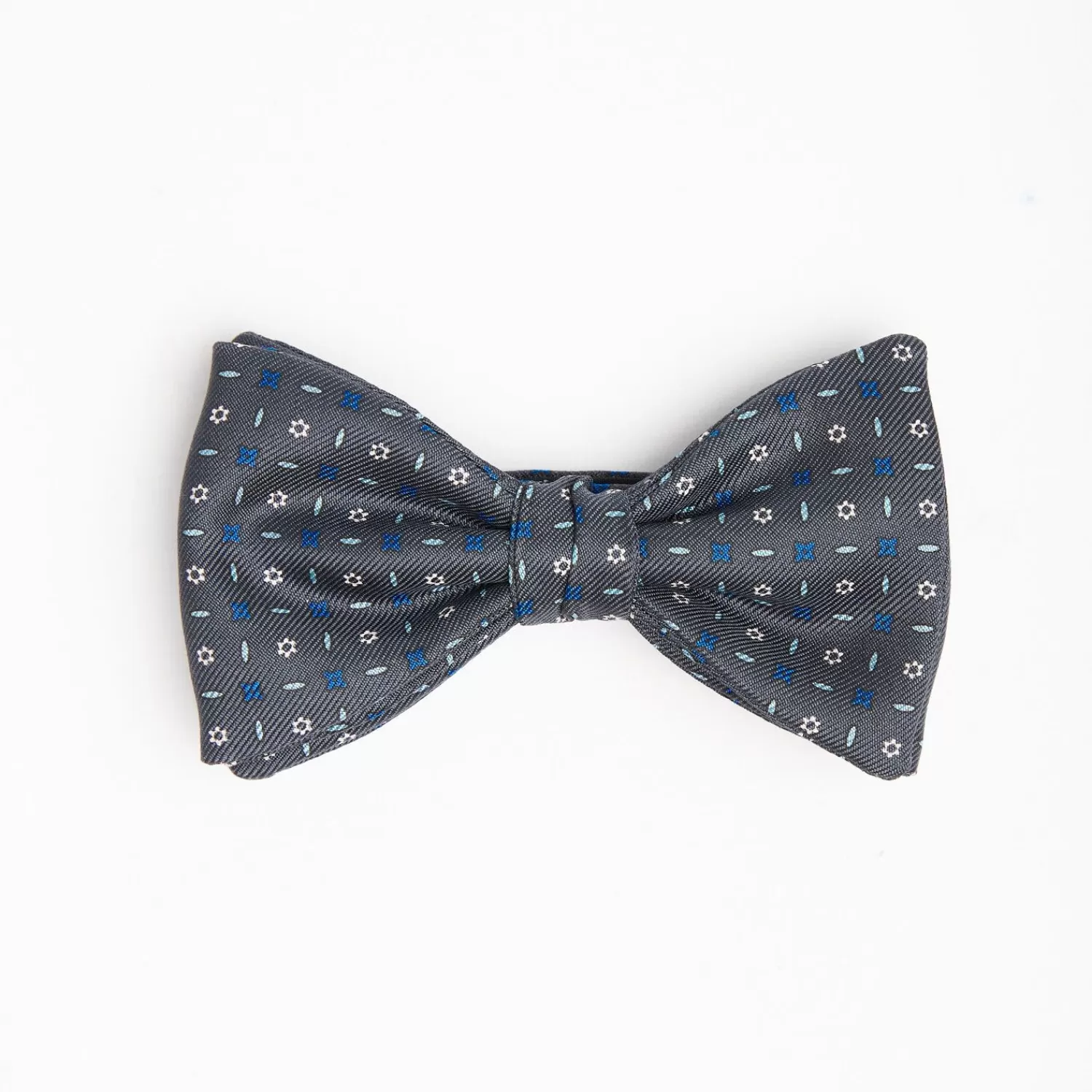 Dark Grey Pre-Knotted Silk Bowtie - Small Flower Pattern>E.Marinella Discount