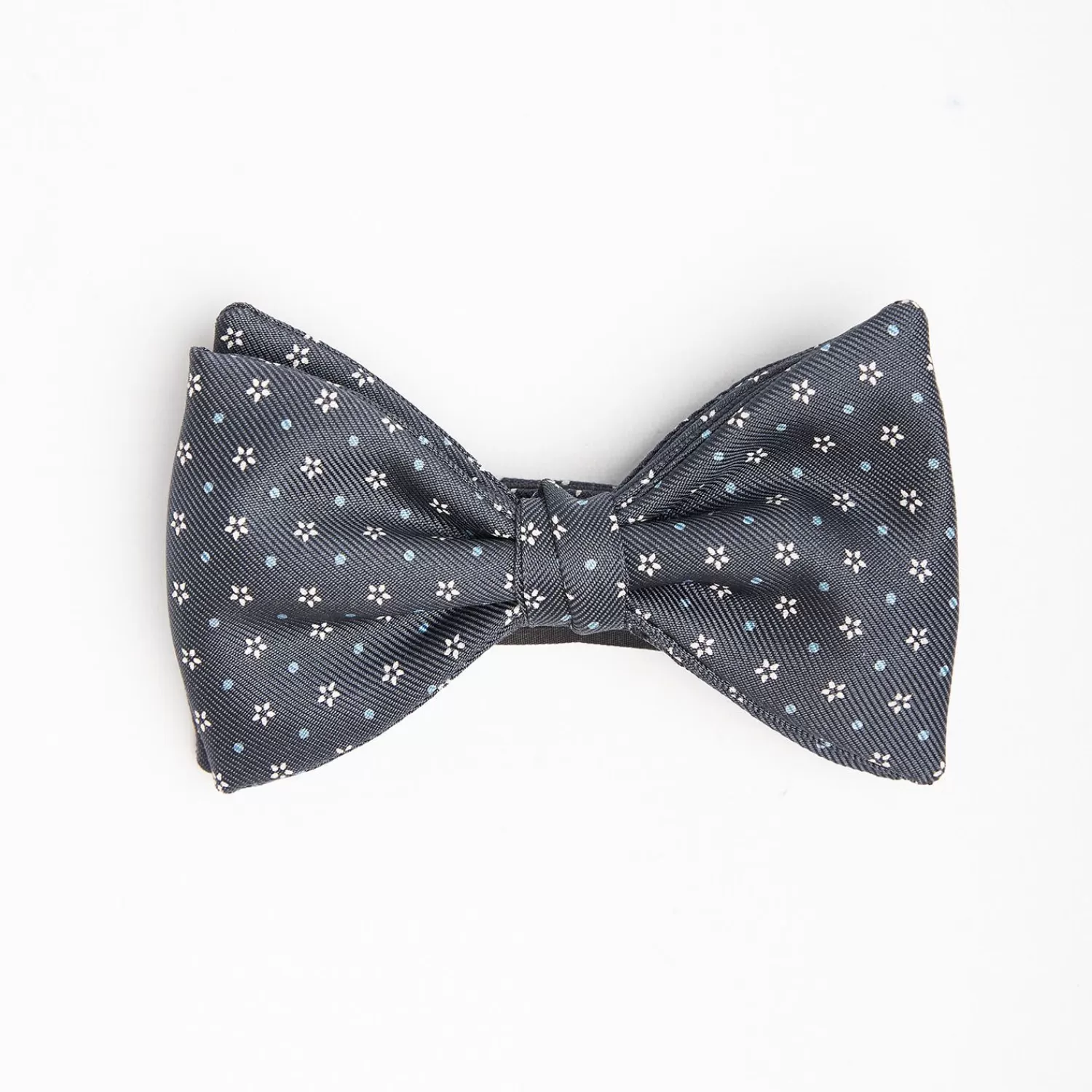 Dark Grey Pre-Knotted Silk Bowtie - Small Flower Pattern>E.Marinella New