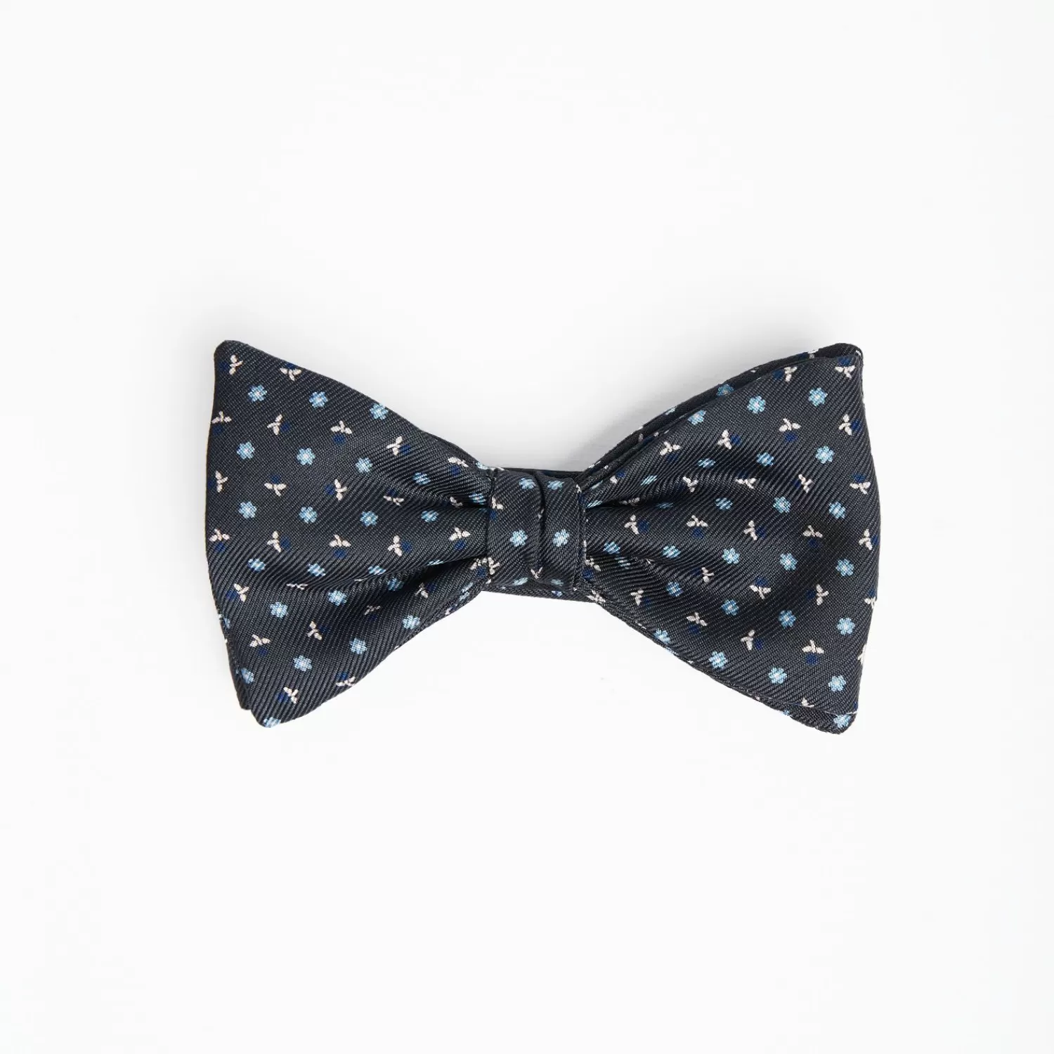 Dark Grey Pre-Knotted Silk Bowtie - Small Flower Pattern>E.Marinella Clearance