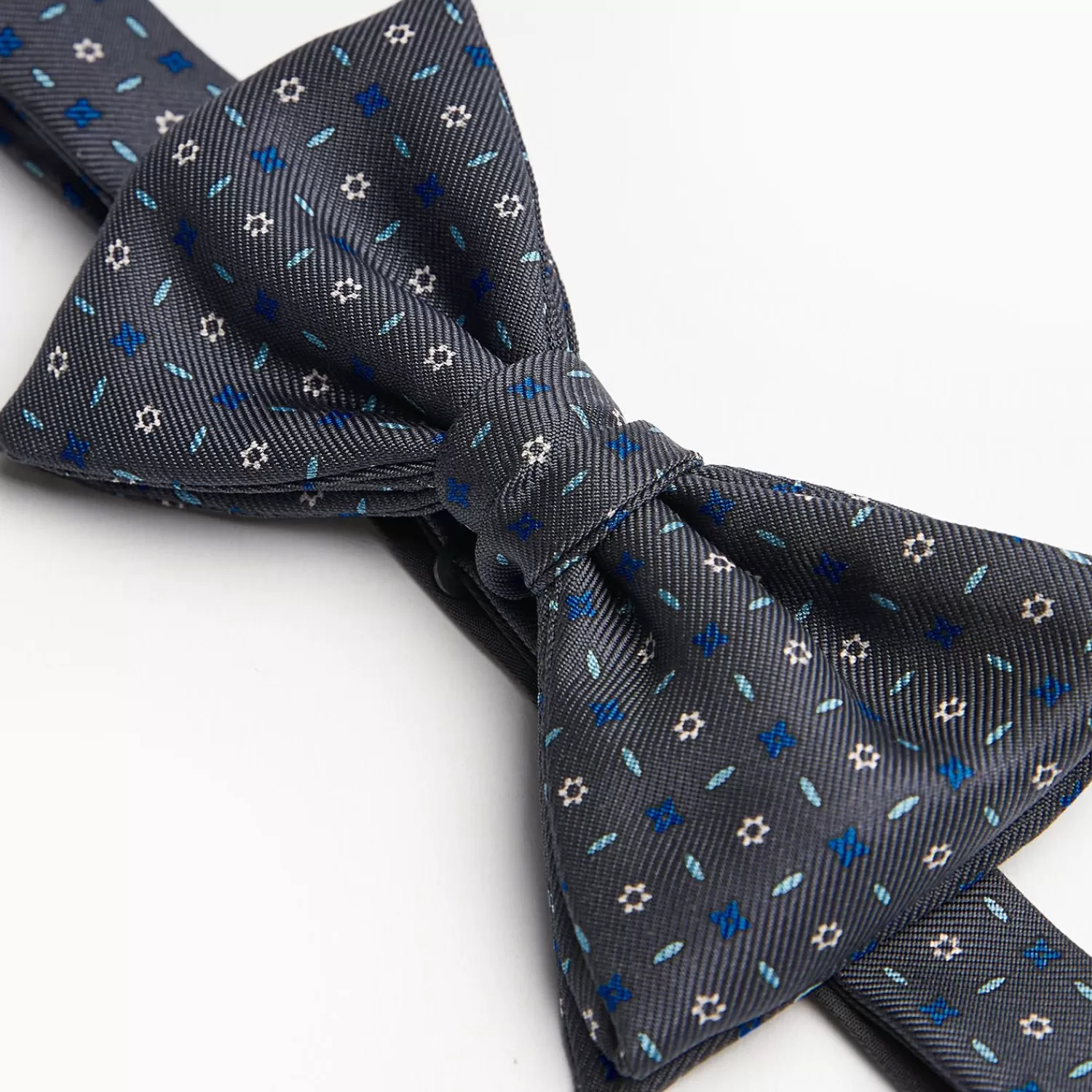 Dark Grey Pre-Knotted Silk Bowtie - Small Flower Pattern>E.Marinella Discount