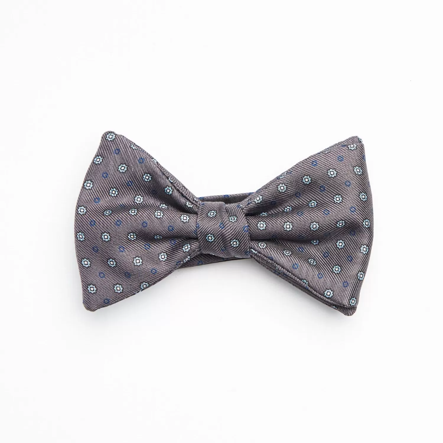 Dark Grey Pre-Knotted Silk Bowtie- Small Flower Pattern>E.Marinella Sale