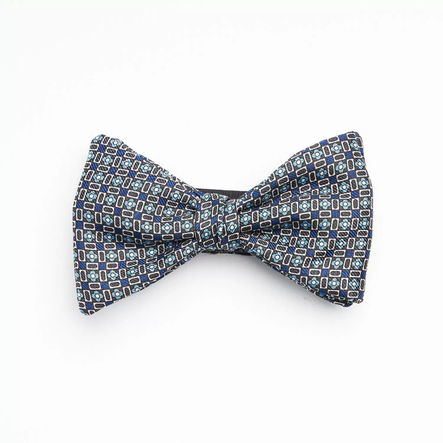 Dark Grey Pre-Knotted Silk Bowtie- Small Flower Pattern>E.Marinella New