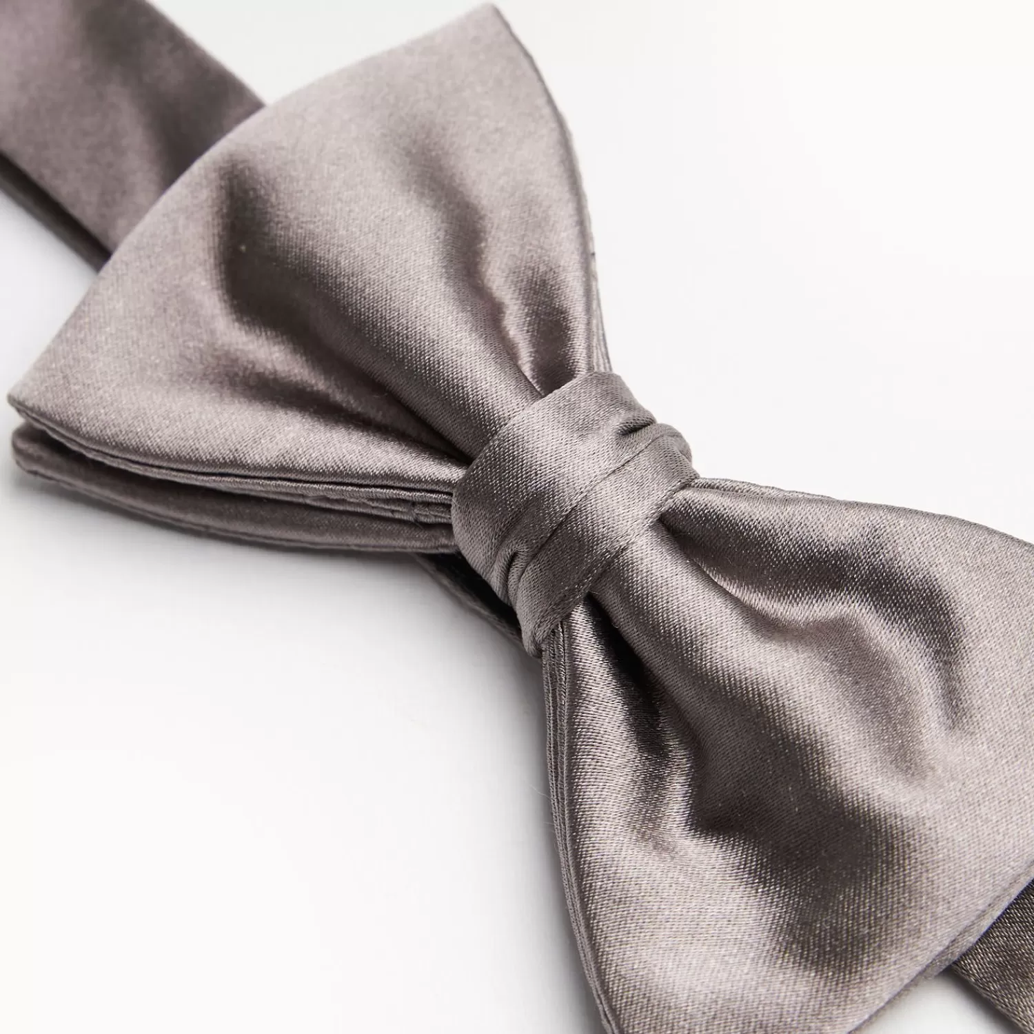 Dark Grey Pre-Knotted Silk Satin Bowtie - Solid Color>E.Marinella New