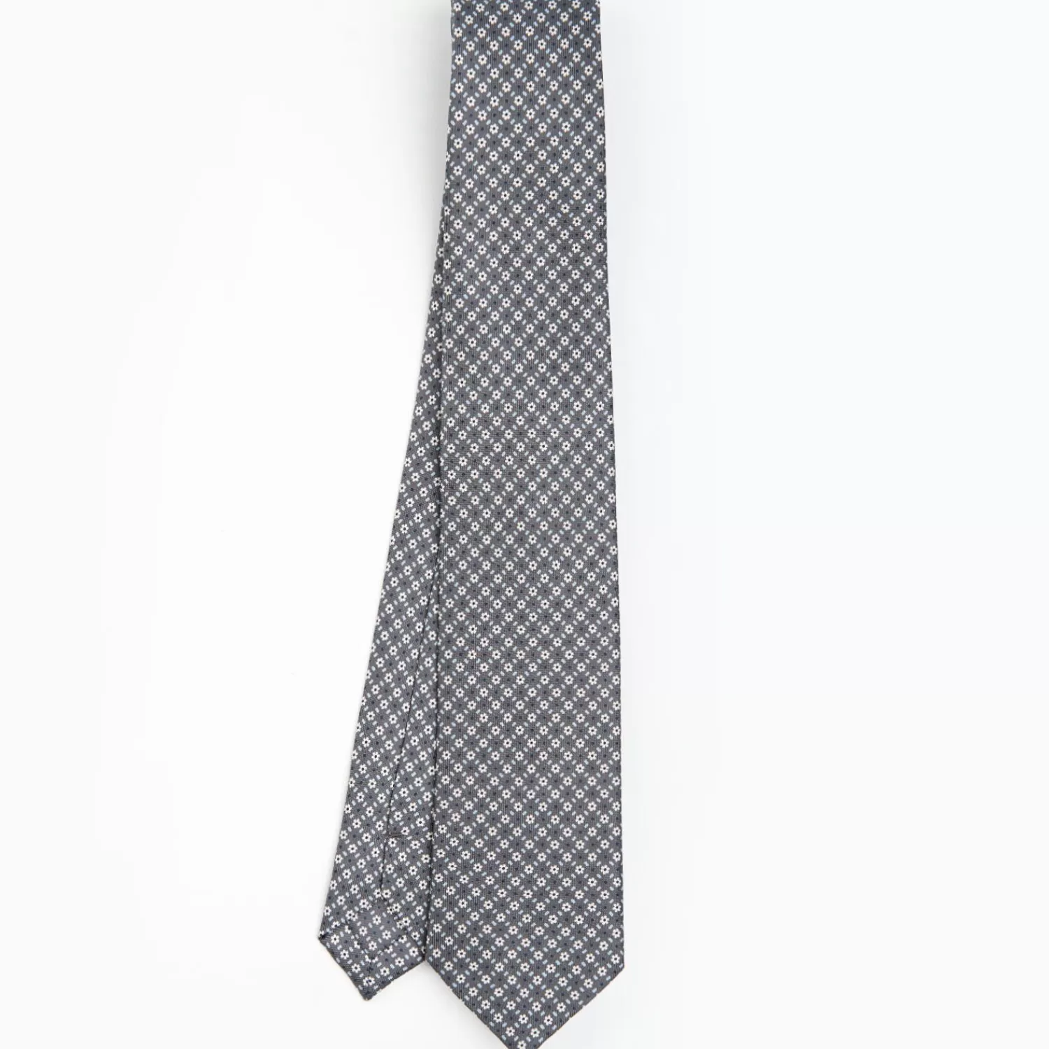 Dark Grey Sartorial 7 Cm Silk Tie - Small Flower Pattern>E.Marinella New