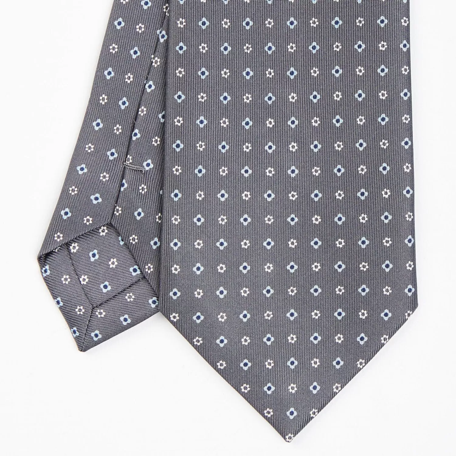 Dark Grey Sartorial Classic Silk Tie - Small Flower Designs>E.Marinella Best Sale