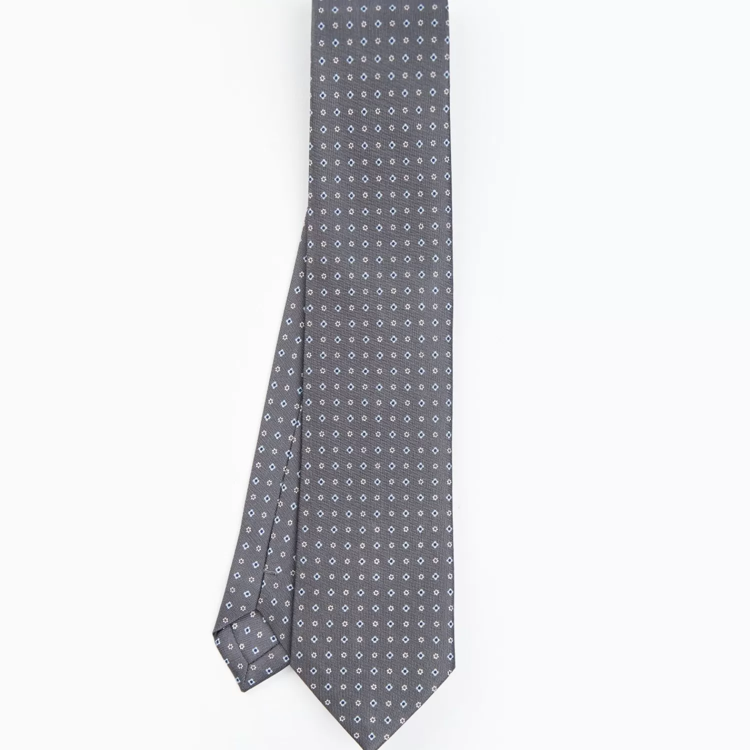 Dark Grey Sartorial Classic Silk Tie - Small Flower Designs>E.Marinella Best Sale