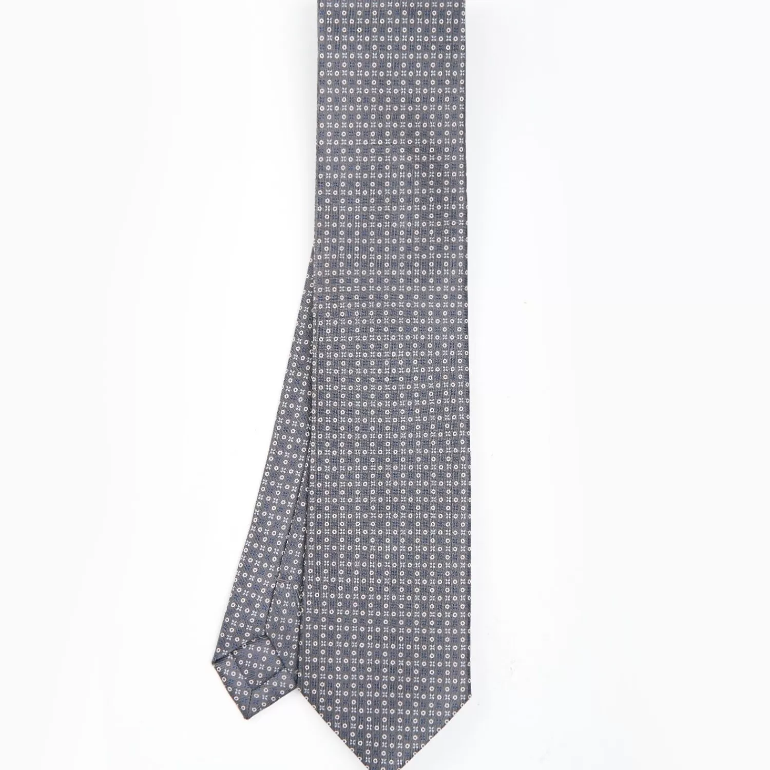 Dark Grey Sartorial Classic Silk Tie - Small Flower Designs>E.Marinella Store