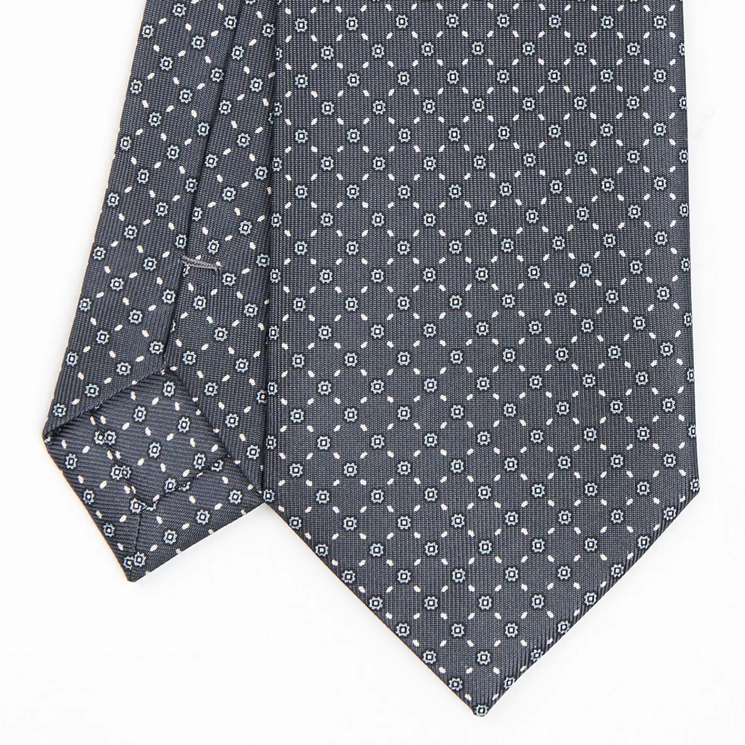 Dark Grey Sartorial Classic Silk Tie - Small Flower Pattern>E.Marinella Best