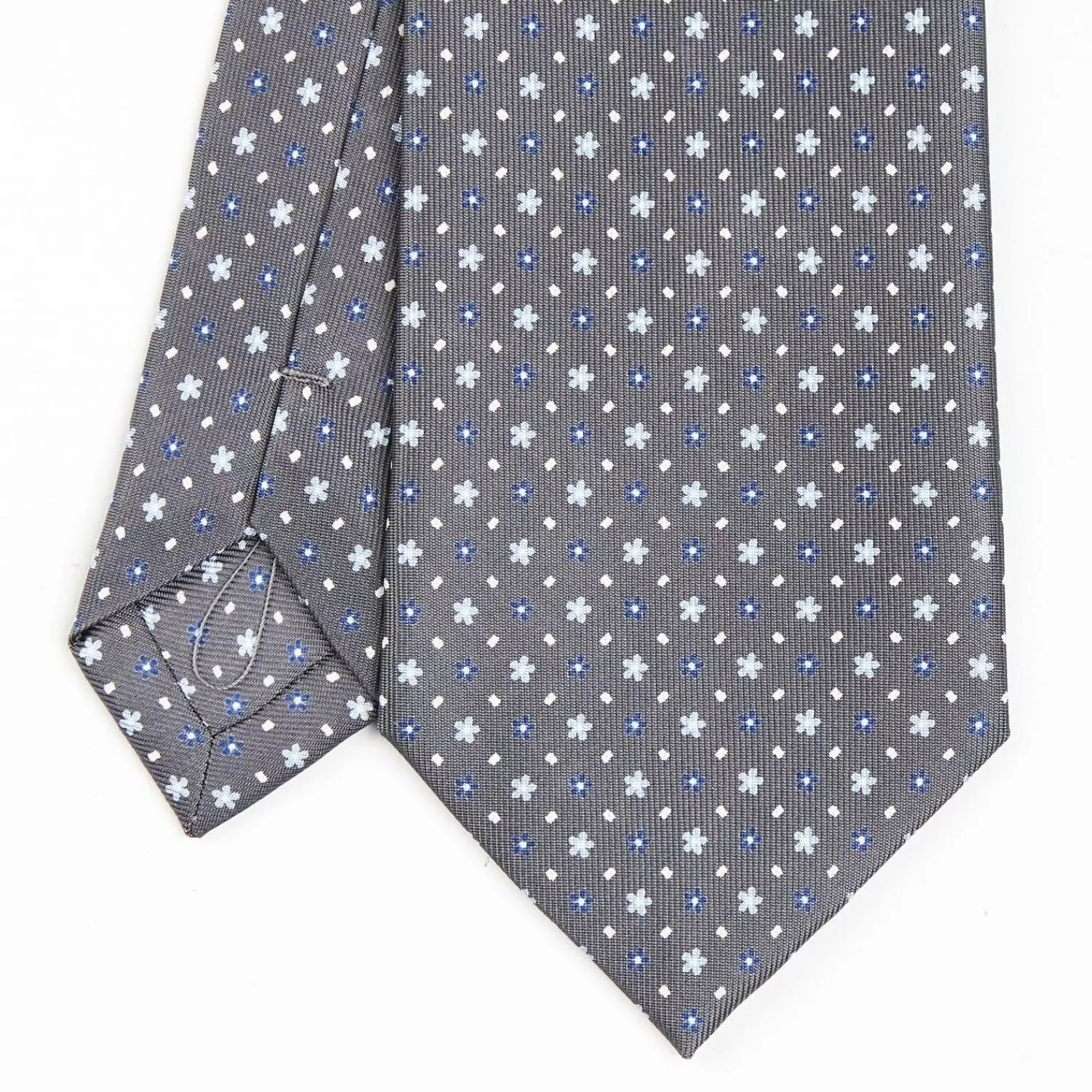 Dark Grey Sartorial Classic Silk Tie - Small Flower Pattern>E.Marinella Sale