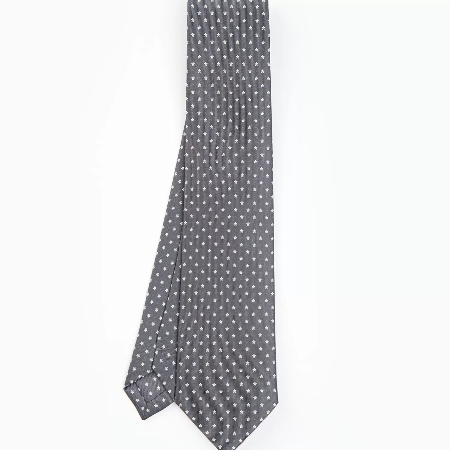 Dark Grey Sartorial Classic Silk Tie - Small Flower Pattern>E.Marinella Store