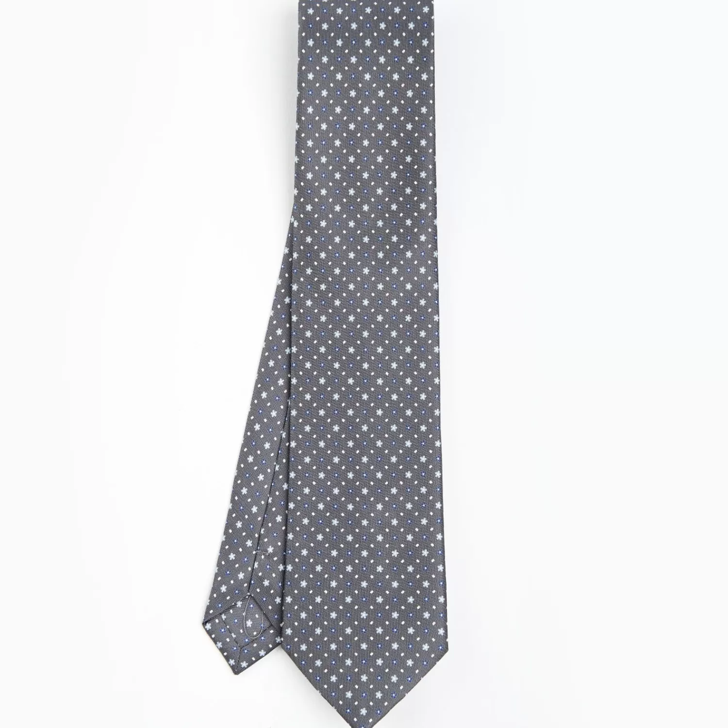 Dark Grey Sartorial Classic Silk Tie - Small Flower Pattern>E.Marinella Sale