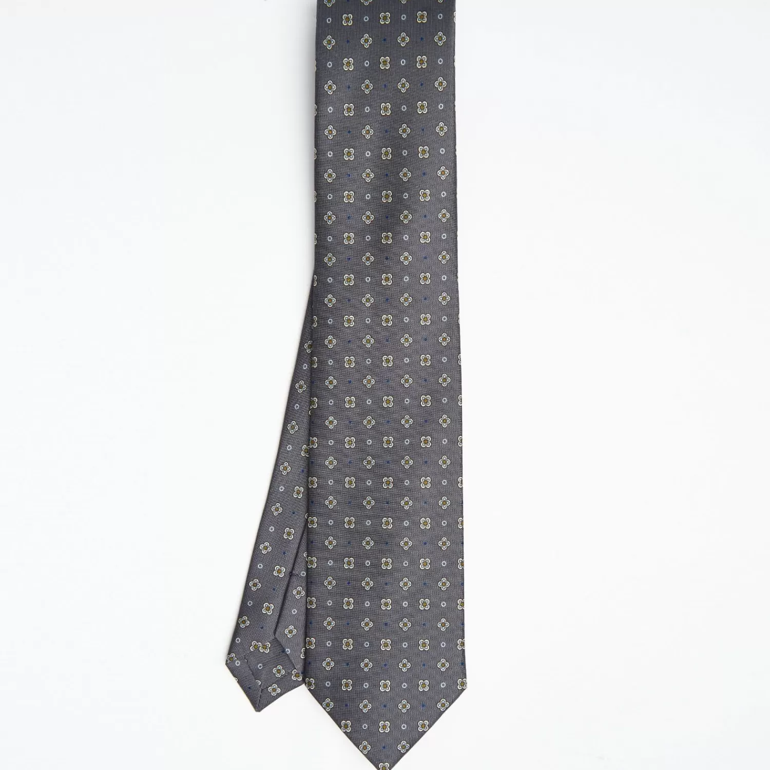 Dark Grey Sartorial Classic Silk Tie Large Flower Pattern>E.Marinella Outlet
