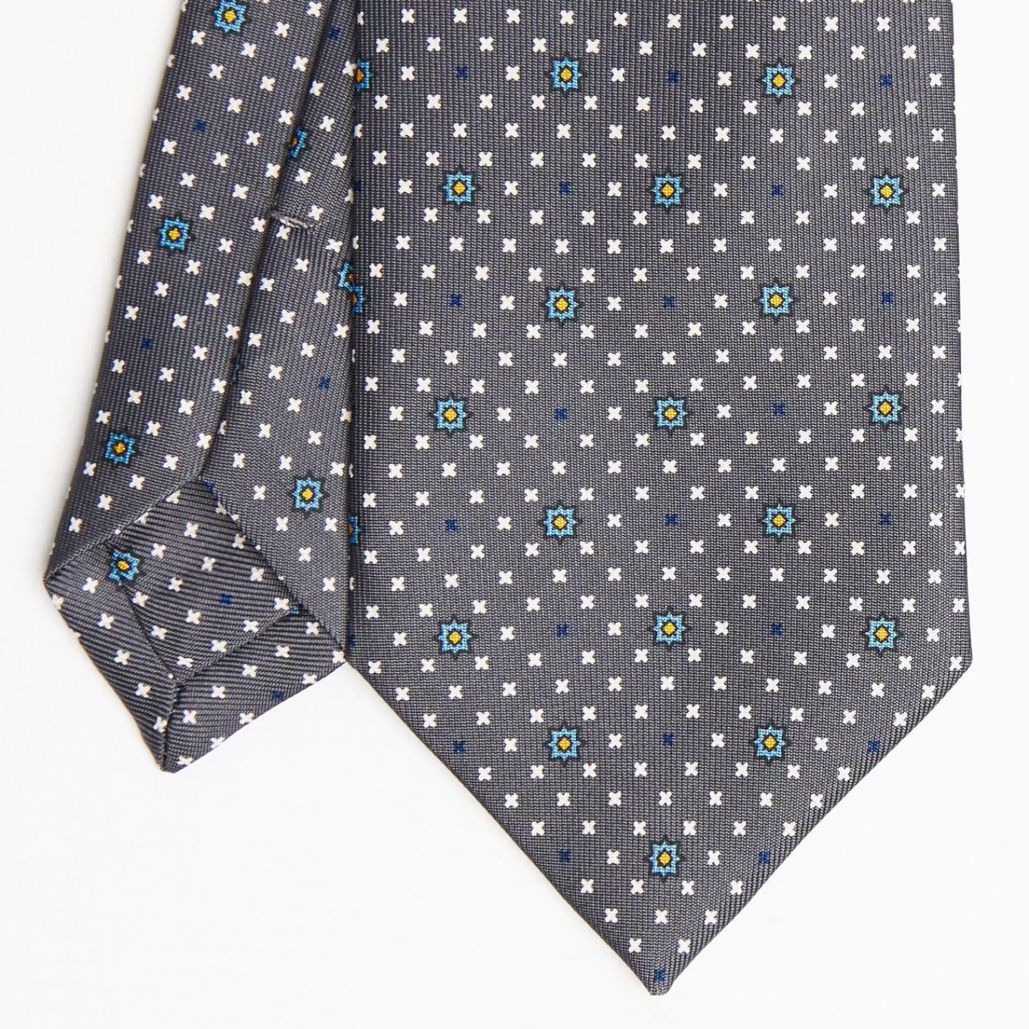 Dark Grey Sartorial Classic Silk Tie Small Flower Pattern>E.Marinella Best