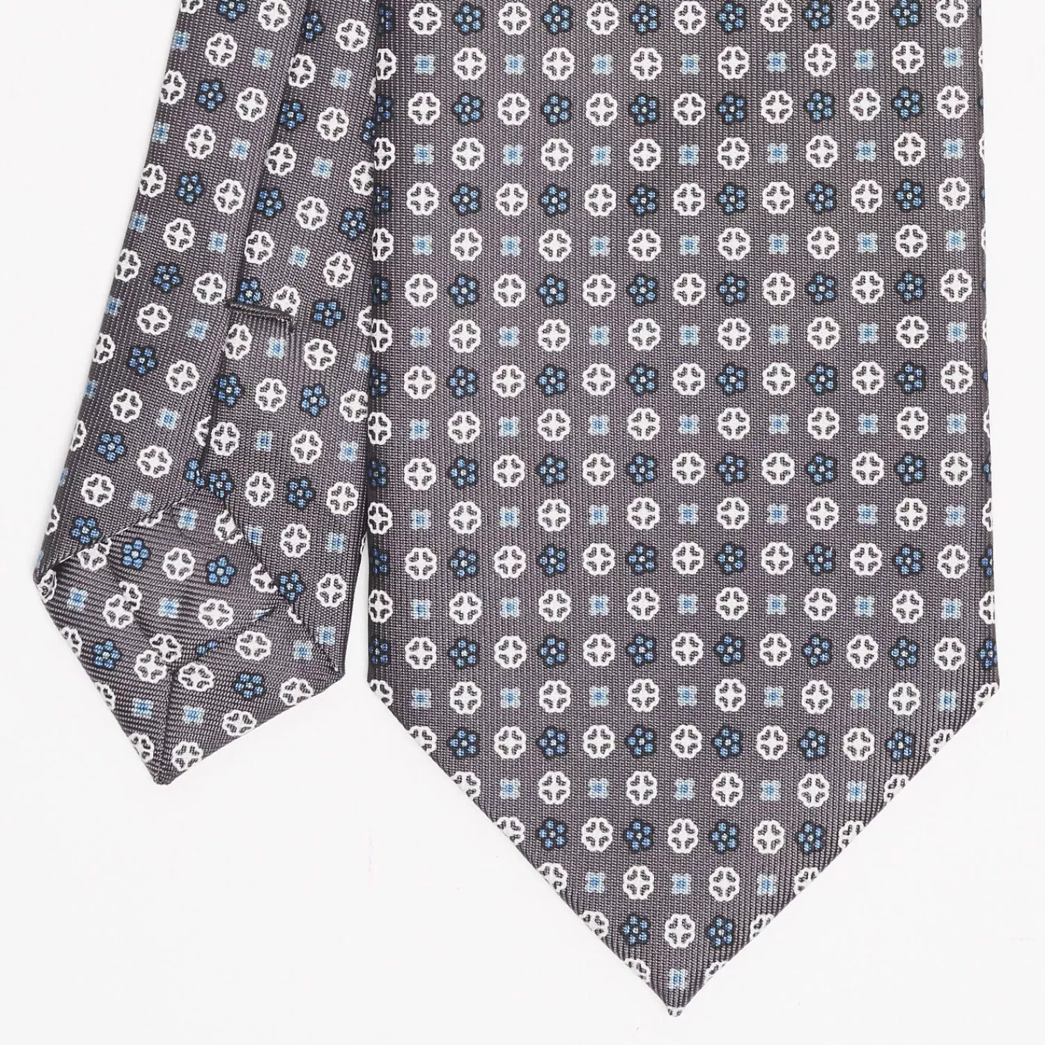 Dark Grey Sartorial Classic Silk Tie Small Flower Pattern>E.Marinella Online