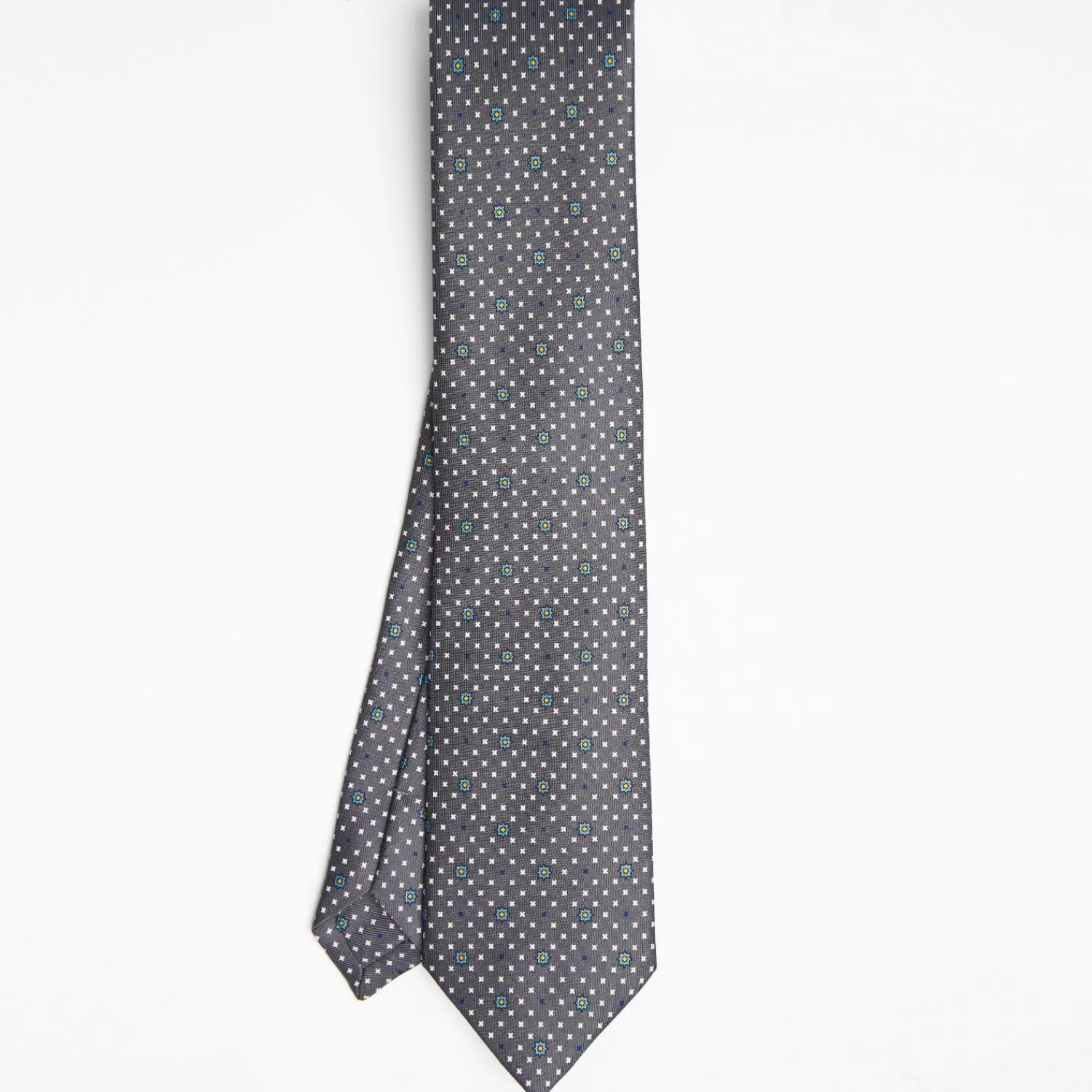 Dark Grey Sartorial Classic Silk Tie Small Flower Pattern>E.Marinella Best