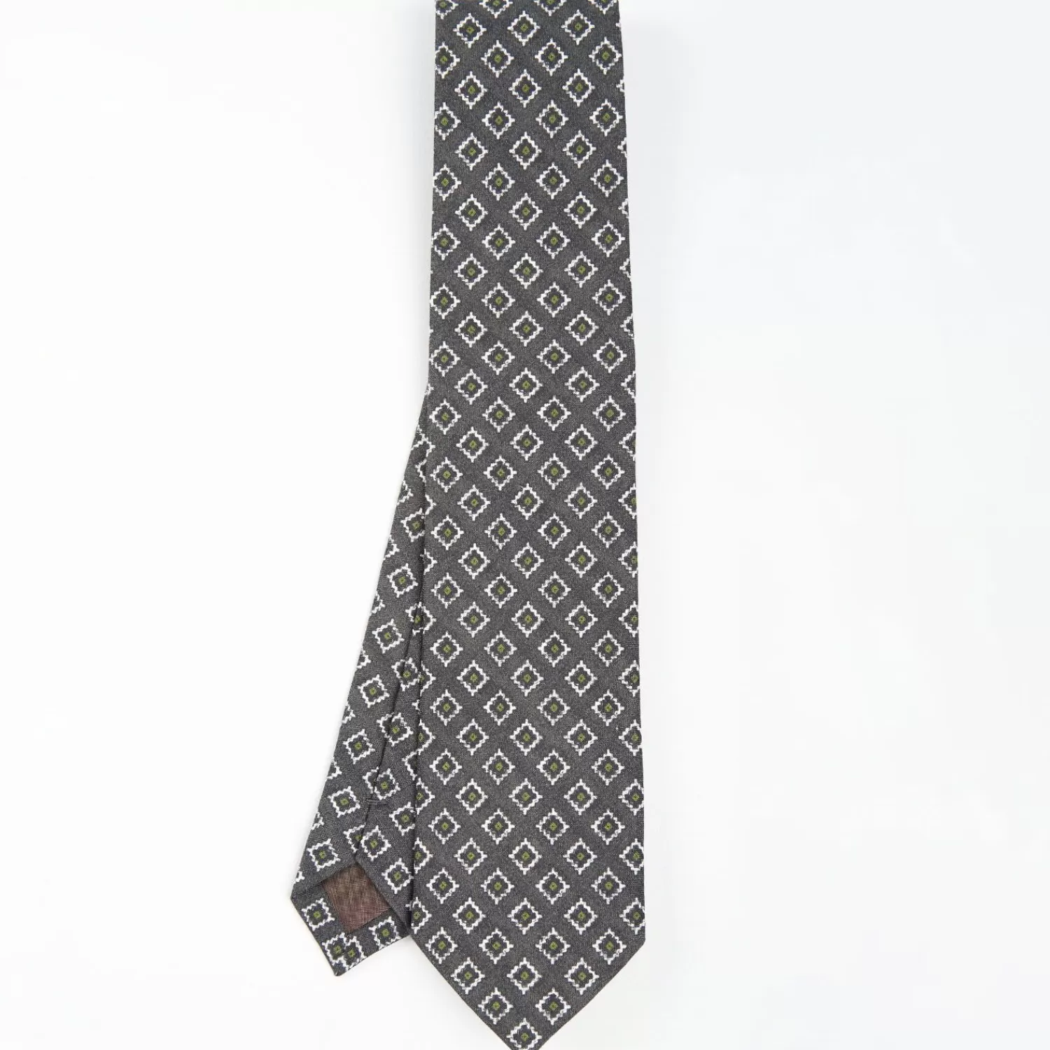 Dark Grey Sartorial Linen Tie - Geometric Large Patterns>E.Marinella New
