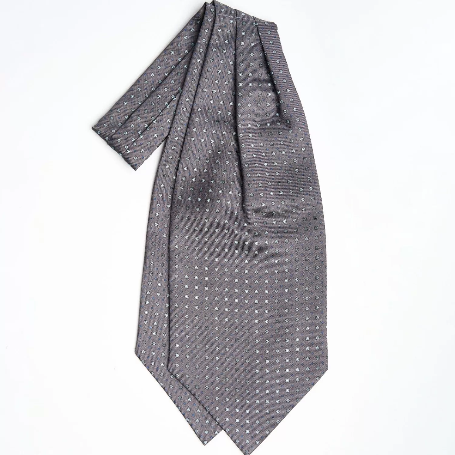 Dark Grey Silk Ascot Tie - Small Flower Designs>E.Marinella Cheap