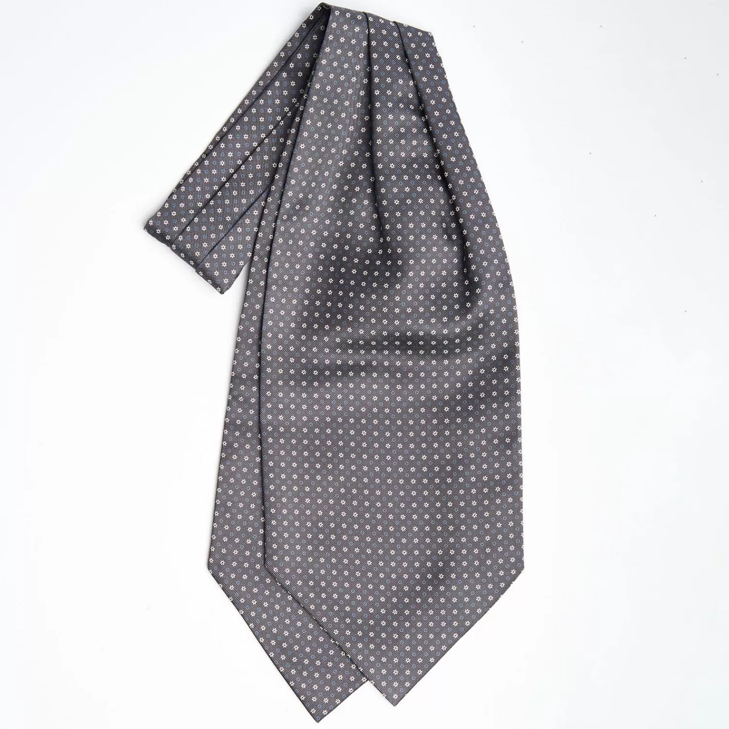 Dark Grey Silk Ascot Tie - Small Flower Designs>E.Marinella Hot