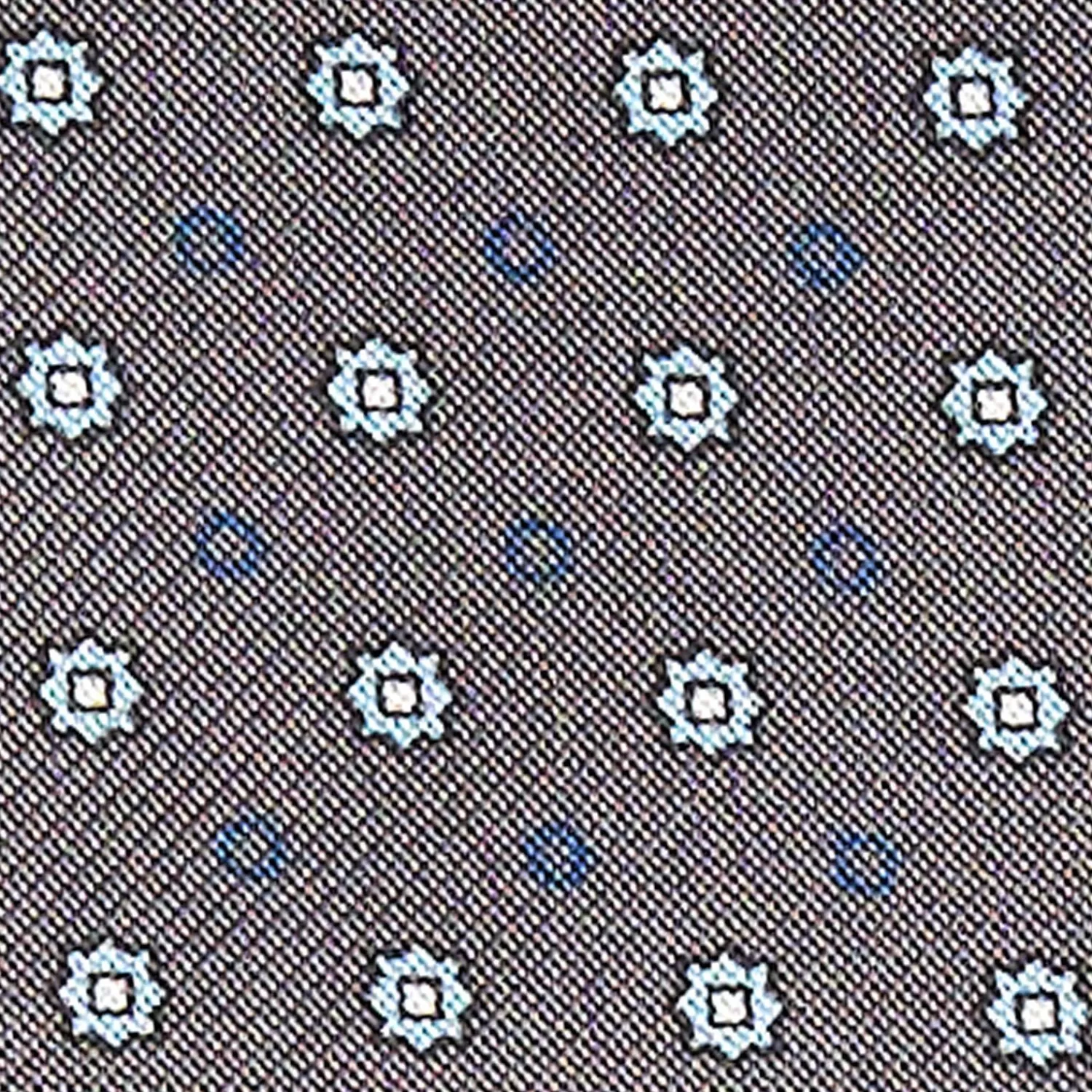 Dark Grey Silk Ascot Tie - Small Flower Designs>E.Marinella Cheap