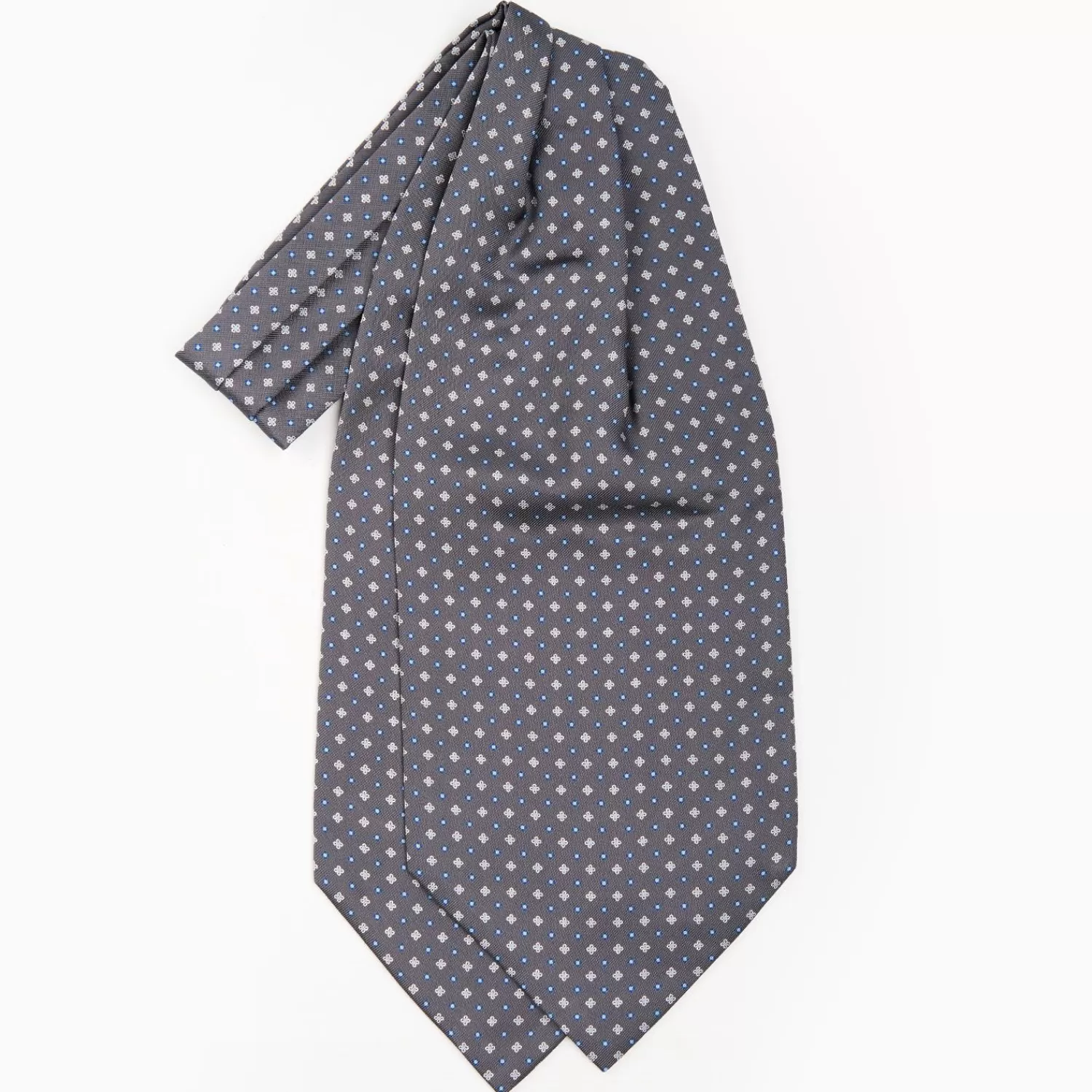 Dark Grey Silk Ascot Tie - Small Flower Pattern>E.Marinella Cheap