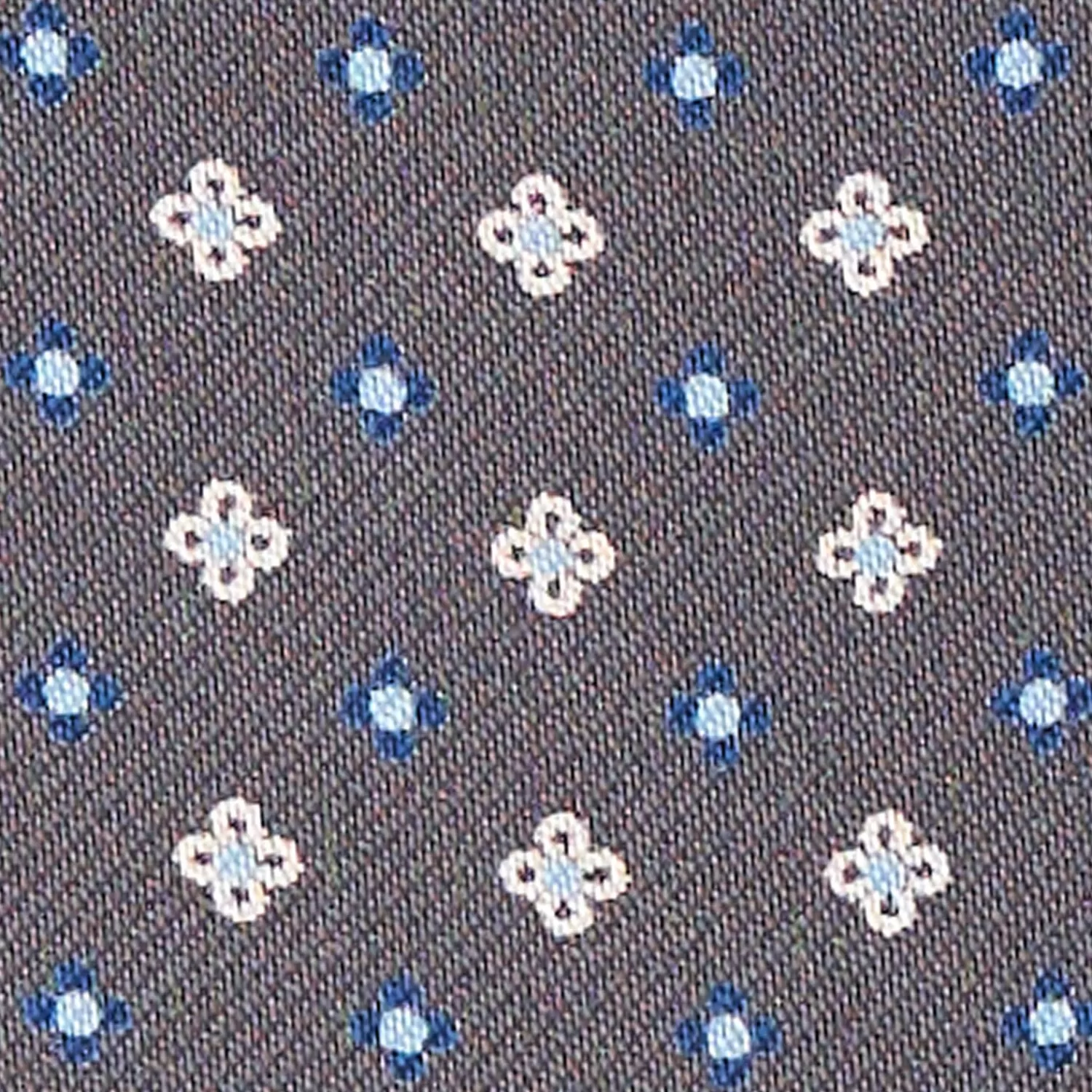 Dark Grey Silk Ascot Tie - Small Flower Pattern>E.Marinella Cheap