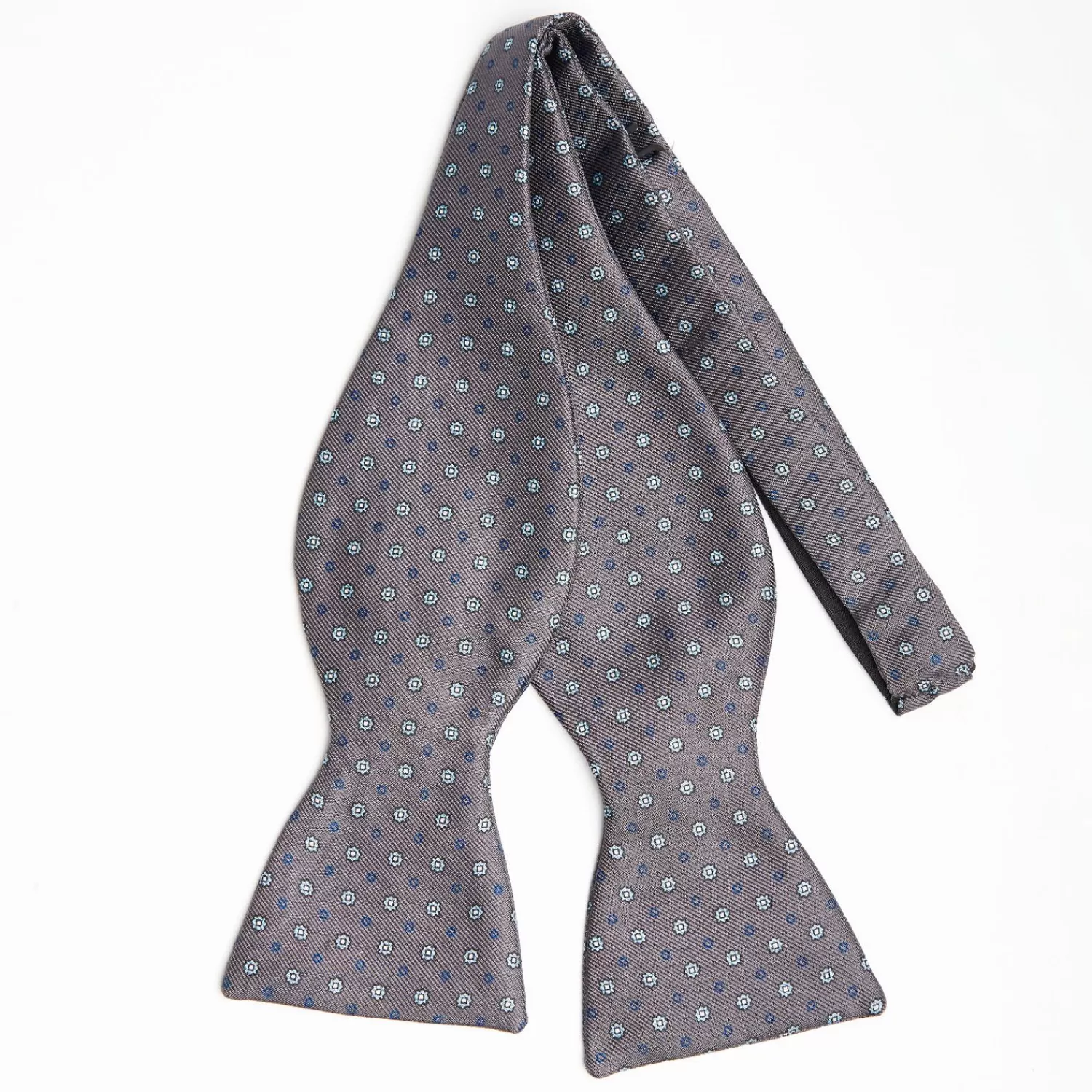 Dark Grey Silk Bowtie To Self-Tie - Small Flower Pattern>E.Marinella New