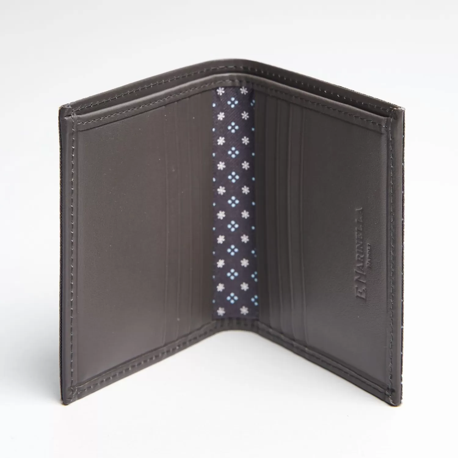 Dark Grey Small Wallet In Silk And Leather>E.Marinella Sale