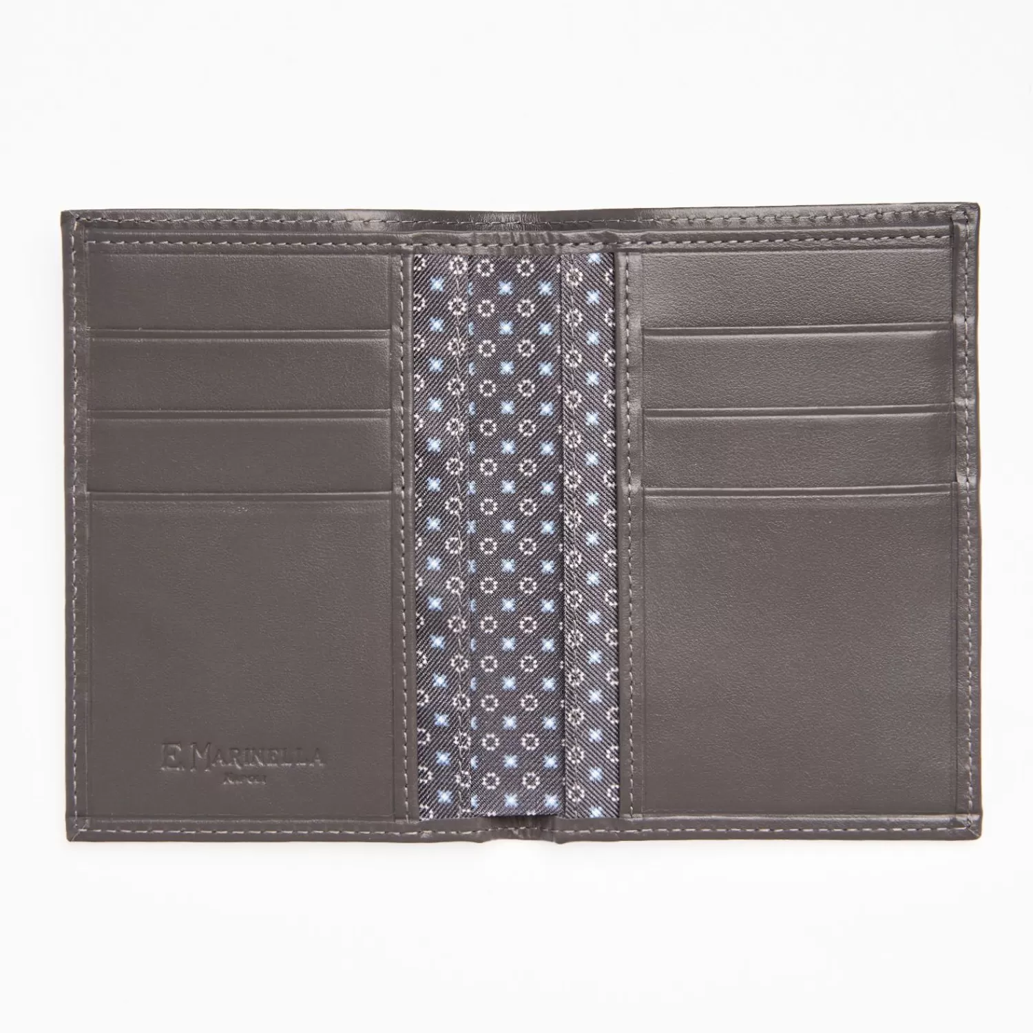 Dark Grey Vertical Wallet In Silk And Leather>E.Marinella Online