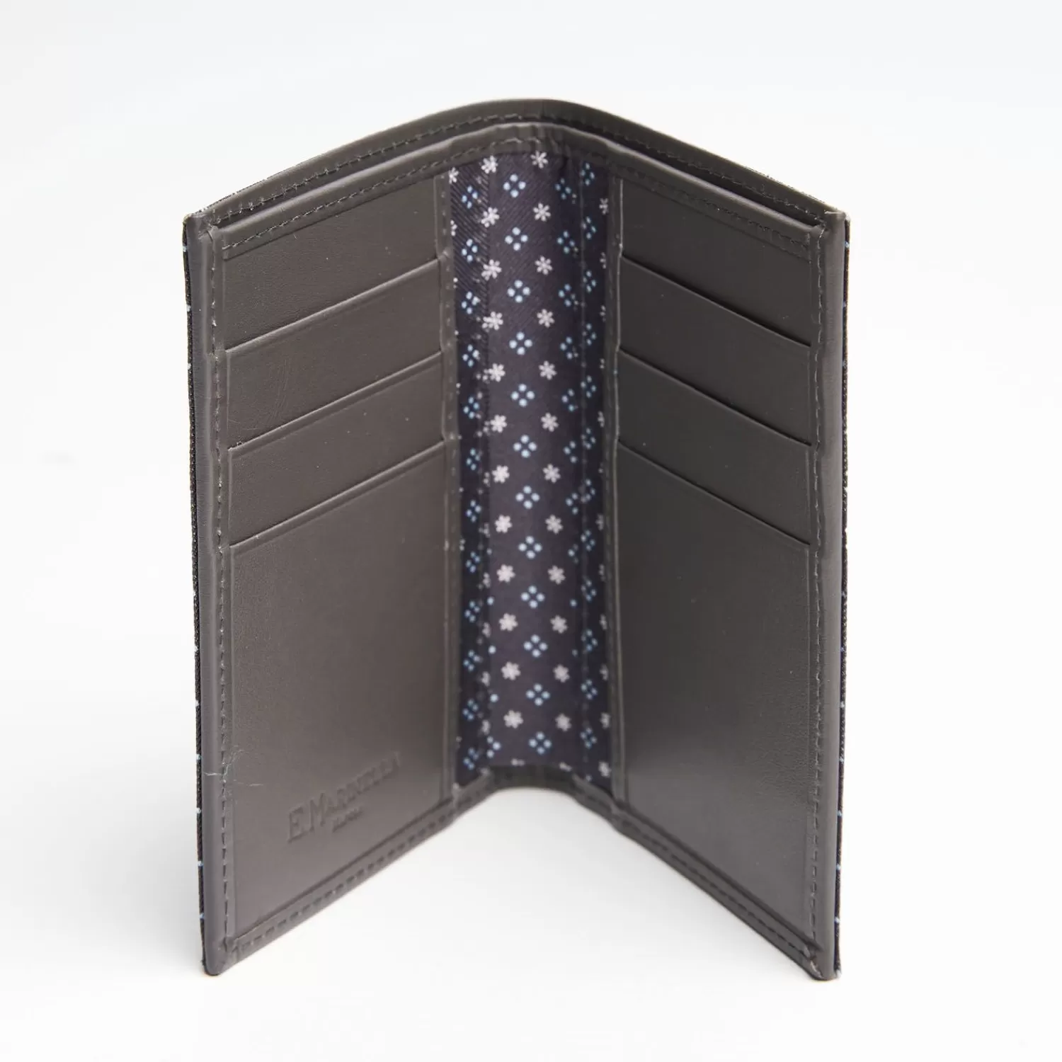 Dark Grey Vertical Wallet In Silk And Leather>E.Marinella Store