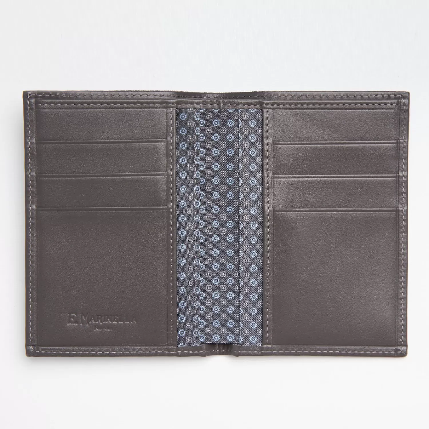 Dark Grey Vertical Wallet In Silk And Leather>E.Marinella Hot