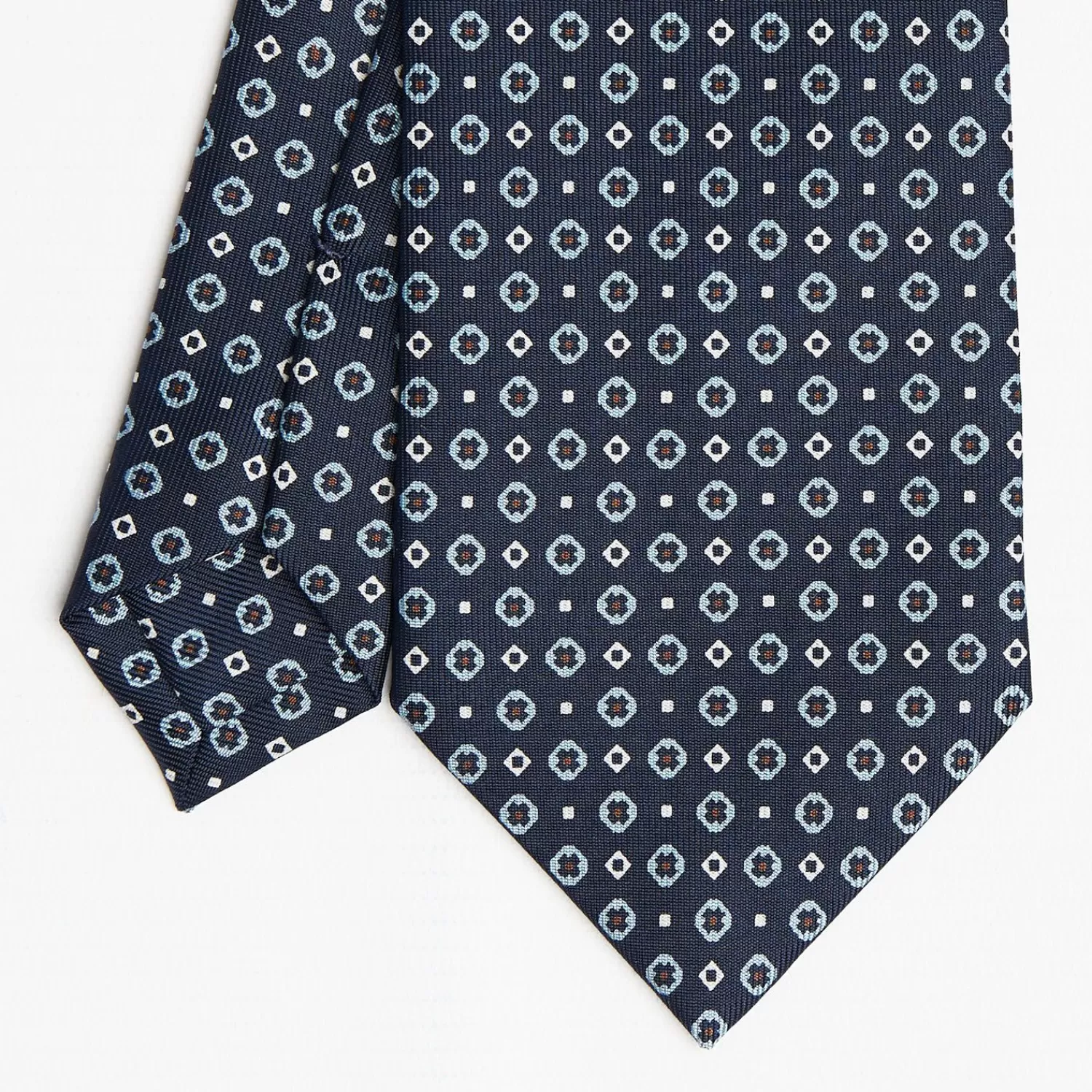 Drak Blue Sartorial Classic Silk Tie Small Flower Pattern>E.Marinella Sale