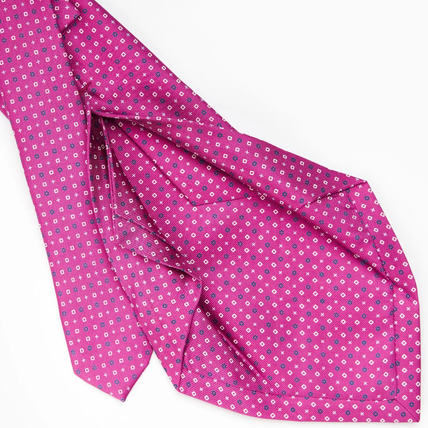 Fuchsia 5 Fold Sartorial Silk Tie - Small Flower Pattern>E.Marinella Best