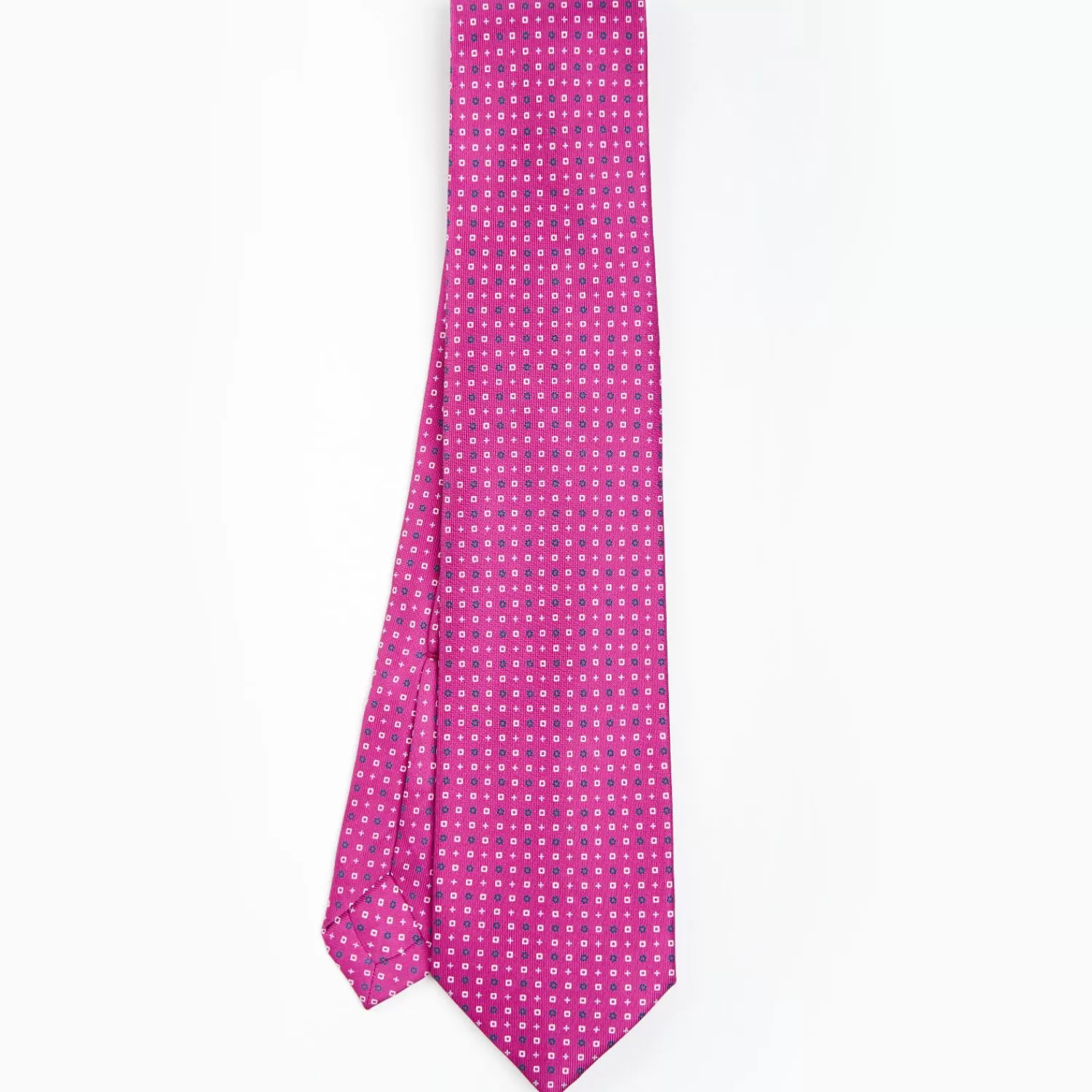 Fuchsia 5 Fold Sartorial Silk Tie - Small Flower Pattern>E.Marinella Best