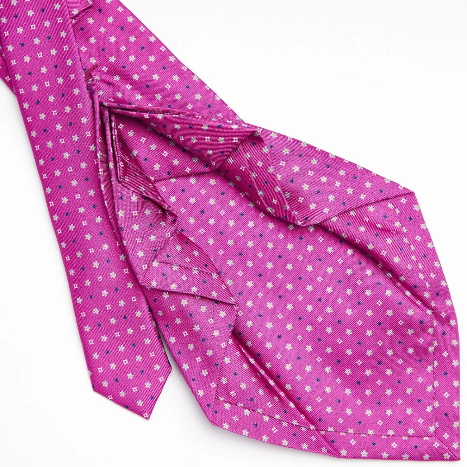 Fuchsia 7 Fold Sartorial Silk Tie - Small Flower Pattern>E.Marinella Best Sale