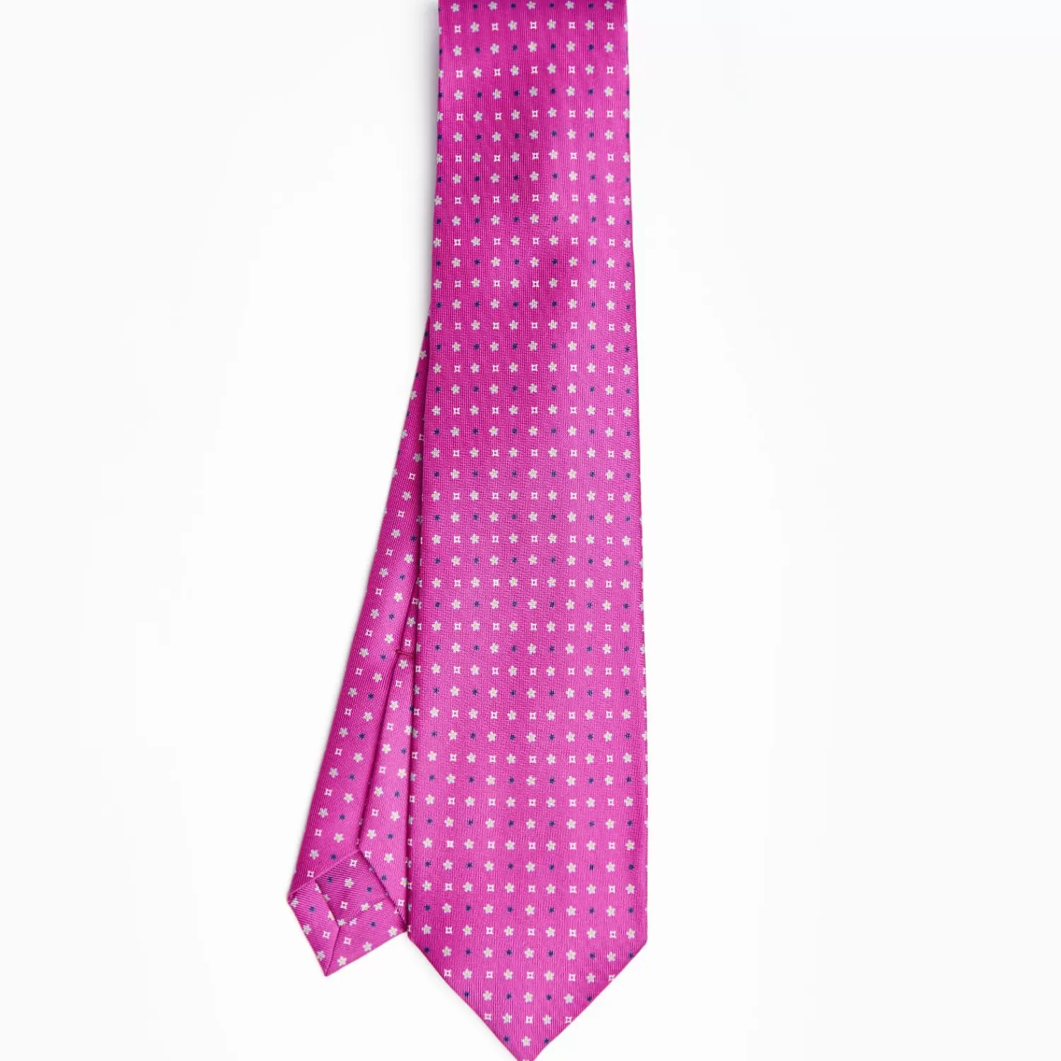 Fuchsia 7 Fold Sartorial Silk Tie - Small Flower Pattern>E.Marinella Best Sale
